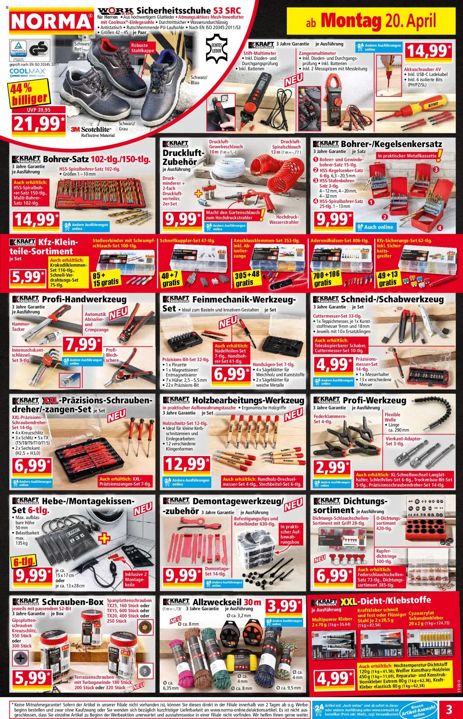 Norma Prospekt – gültig ab 20.04.2026 | Seite: 3 | Produkte: Batterien, Box, Akkuschrauber, Ladekabel