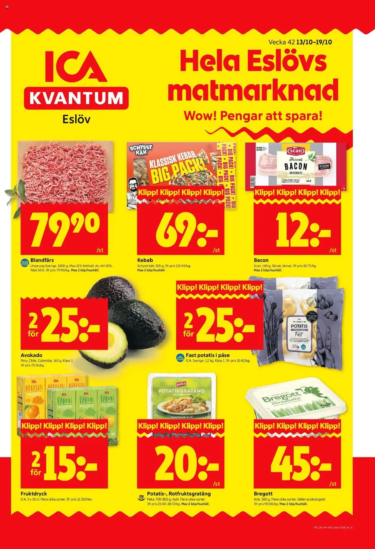 ICA Kvantum reklamblad aktuell från 13.10.2025 | Sida: 1 | Produkter: Galler, Potatisgratäng, Fläsk, Potatis