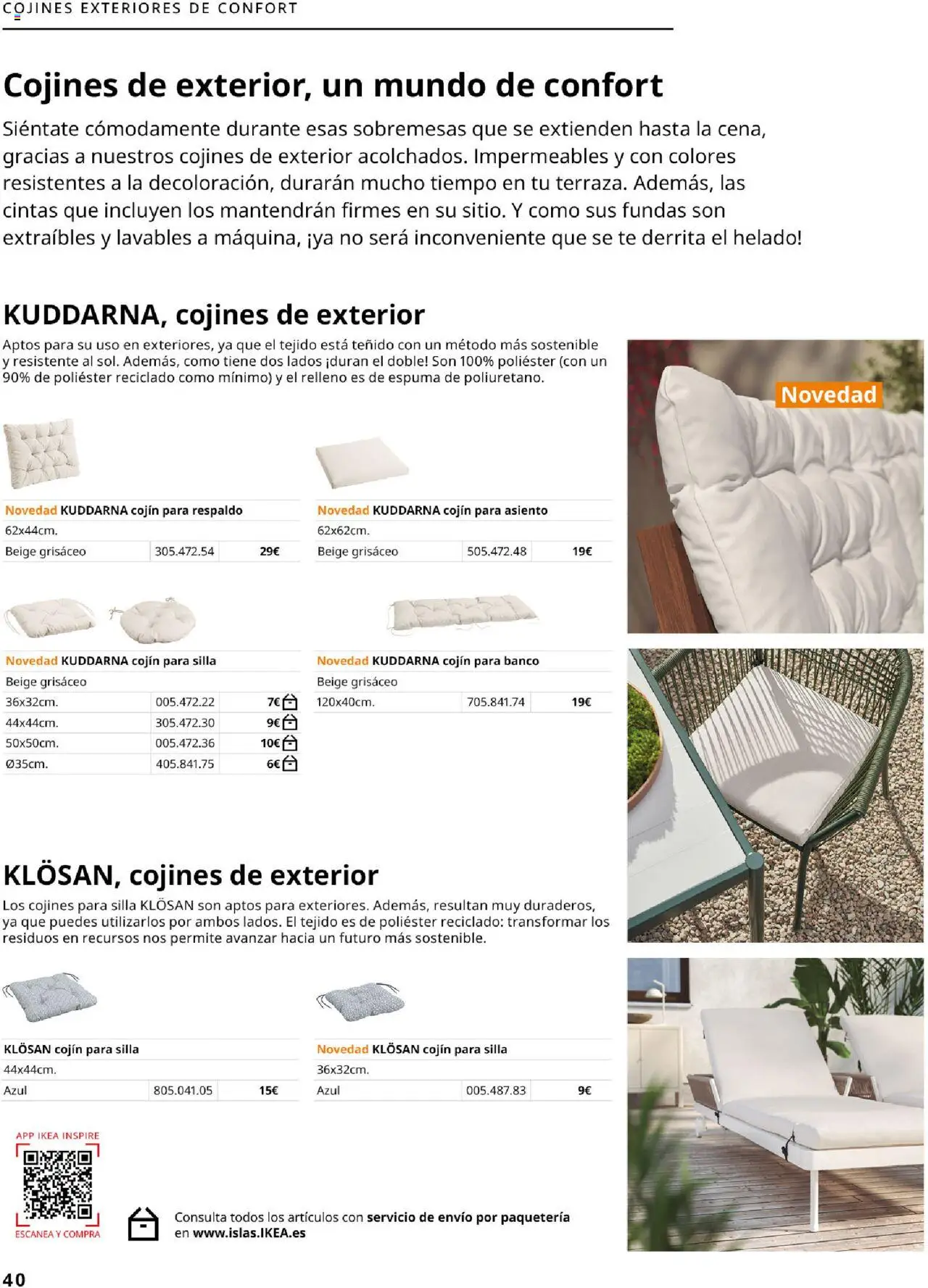 Catálogo IKEA Muebles de exterior │ válido desde el 04.02.2025 | Página: 40 | Productos: Té, Helado, Cojín, Silla