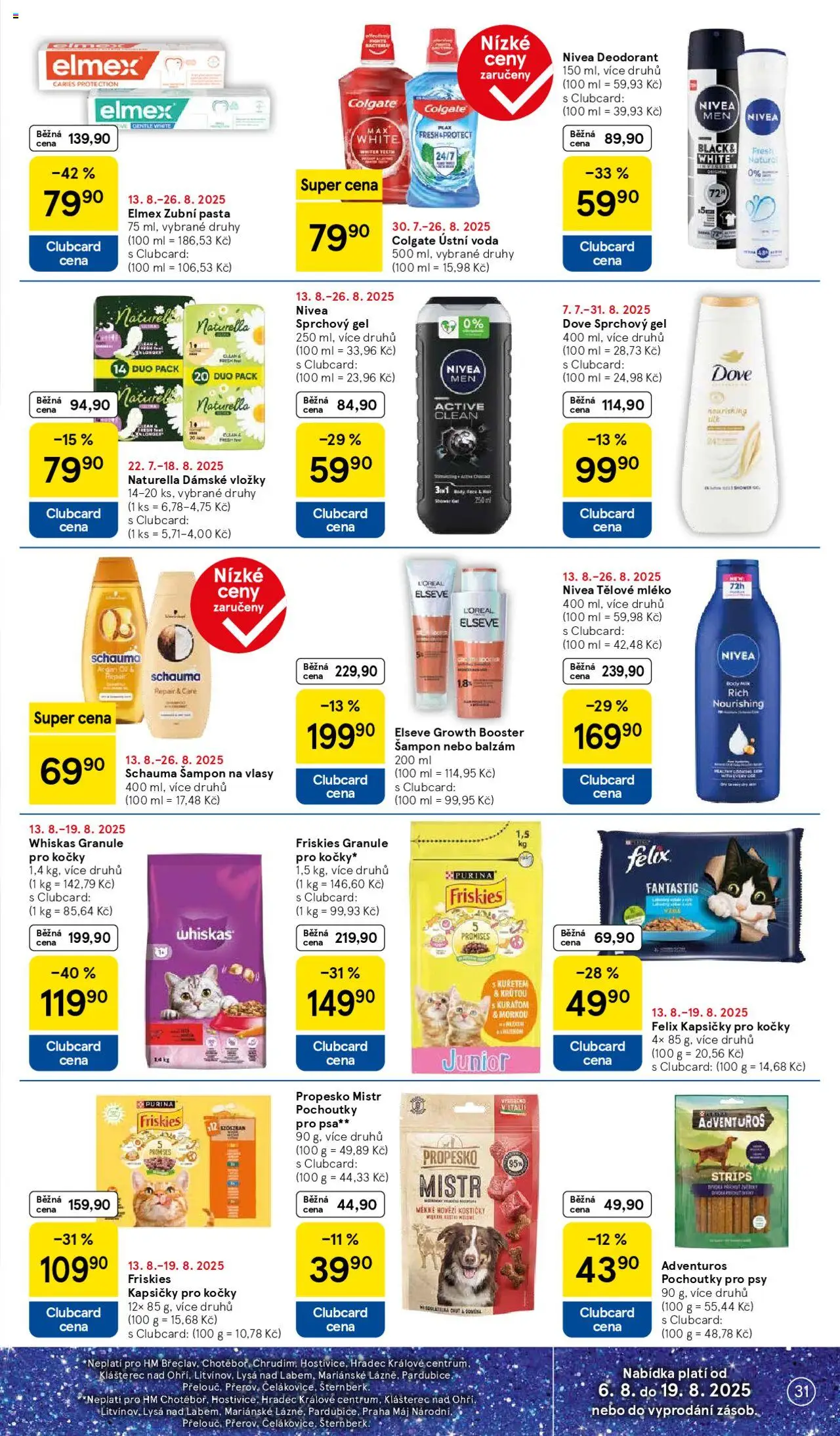 Tesco leták - Hypermarket od 13.08.2025 | Strana: 31 | Produkty: Deodorant, Hovězí, Vložky, Kapsičky pro kočky