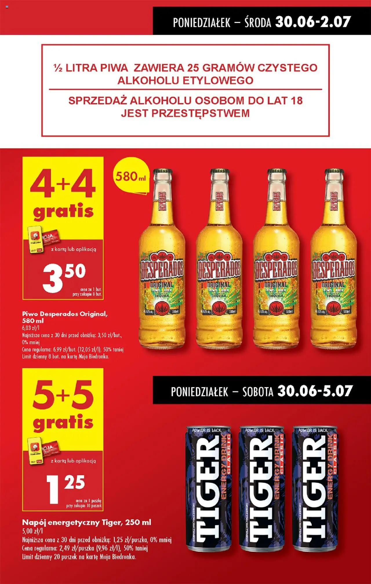 Biedronka gazetka od 30.06.2025 | Strona: 17 | Produkty: Karta, Piwo Desperados, Tequila, Piwo