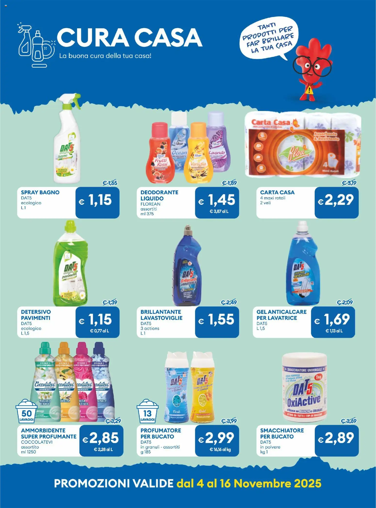 Volantino MD Discount del 04.11.2025 | Pagina: 9 | Prodotti: Ammorbidente, Anticalcare, Lavastoviglie, Bagno