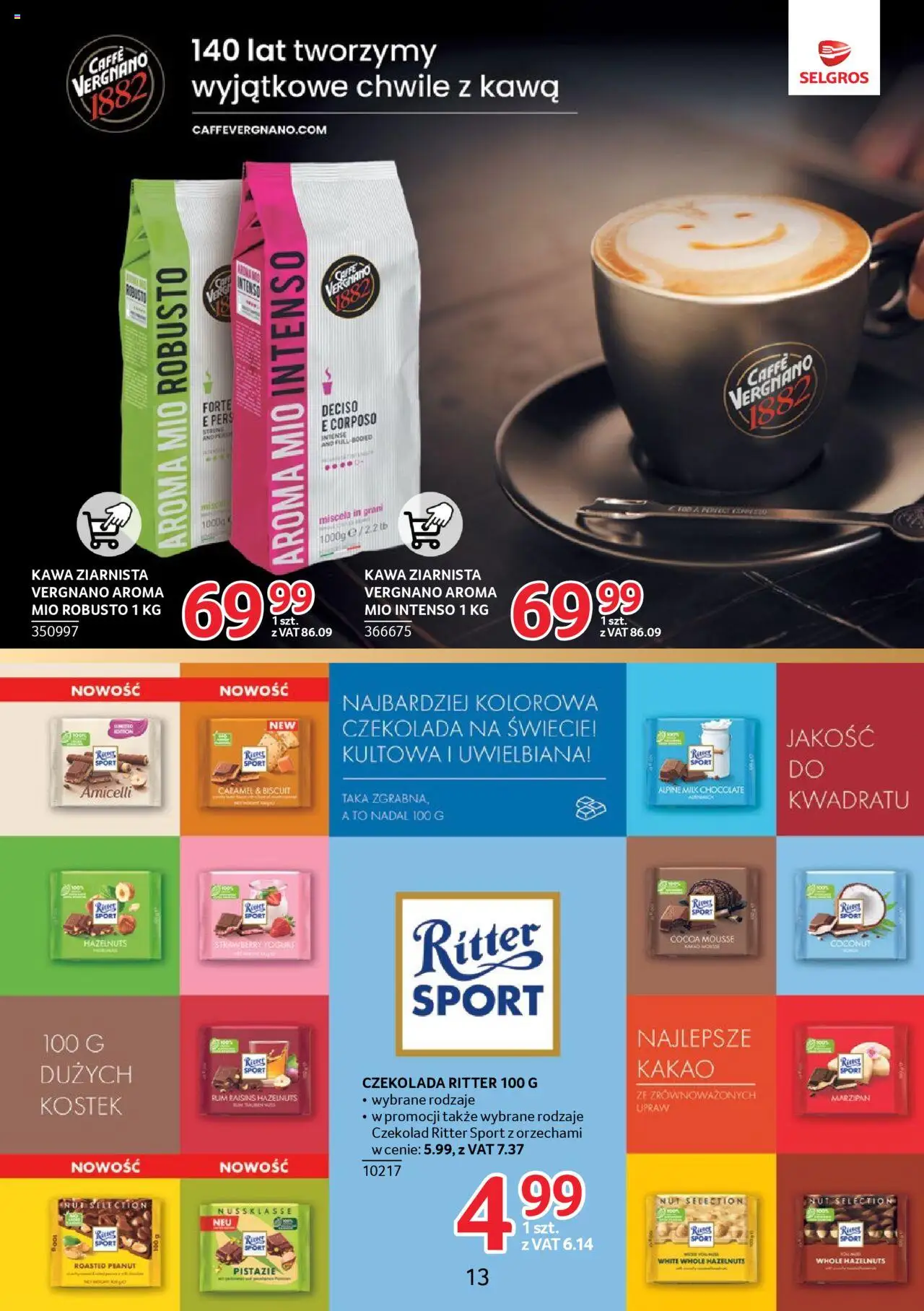 Selgros cash&carry Gazetka - Markowe produkty od 09.10.2025 | Strona: 13 | Produkty: Kakao, Kawa ziarnista, Kawa, Czekolada