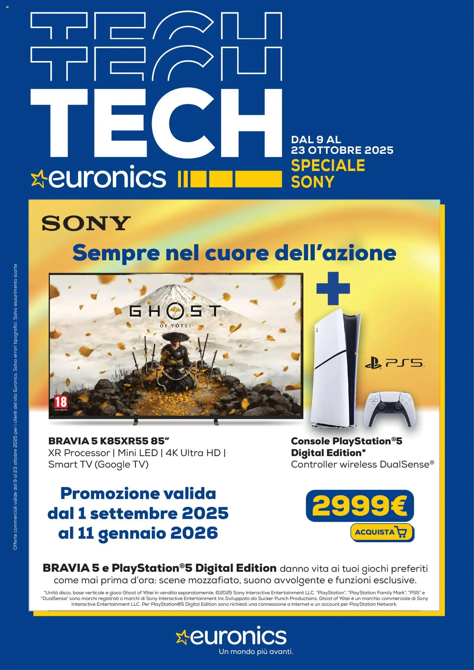 Volantino Euronics del 09.10.2025 | Pagina: 1 | Prodotti: smart TV, TV, Playstation, Gioco