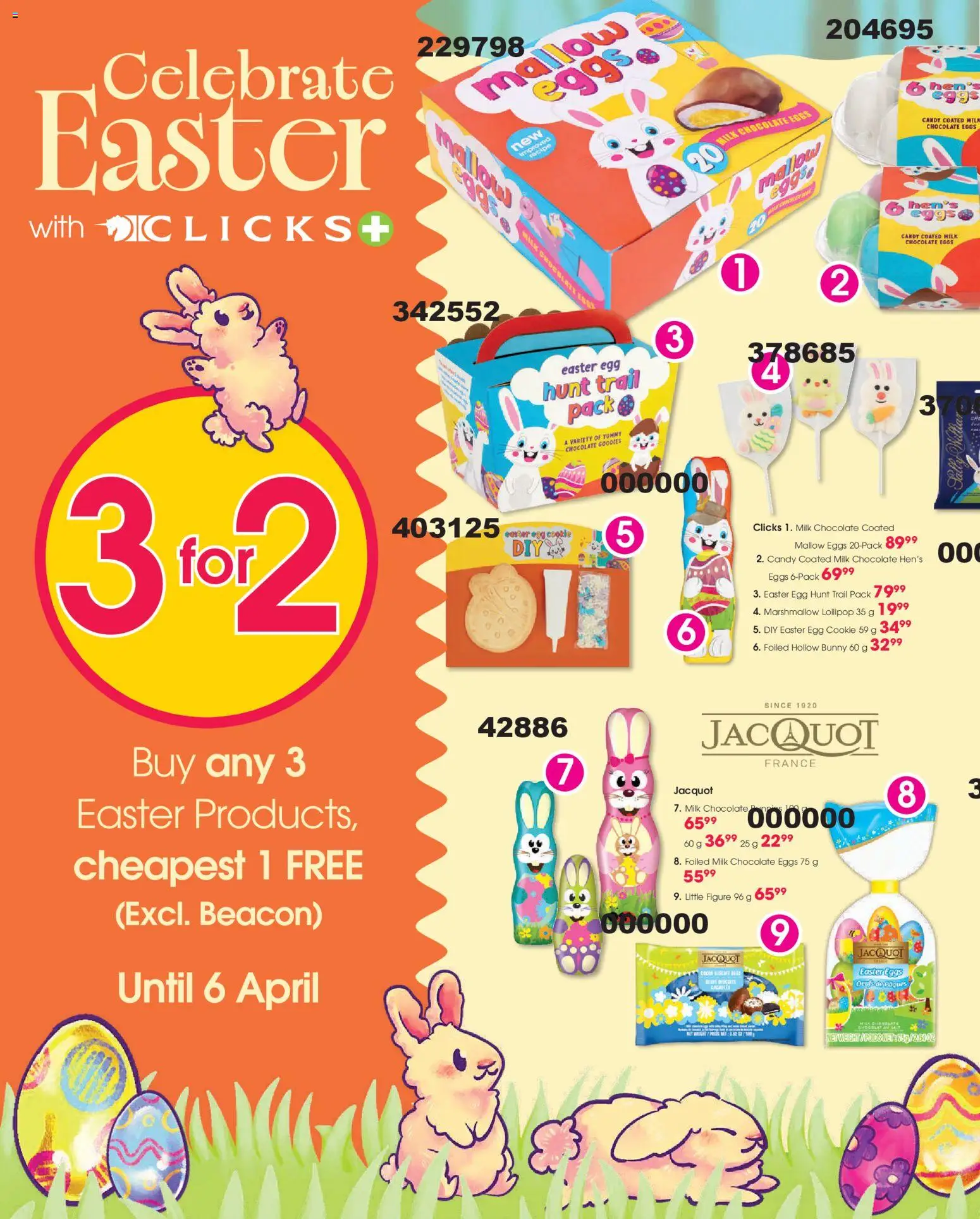 New Clicks catalogue – valid from 25.03.2026 | Page: 8 | Products: Milk, Eggs, Chocolate