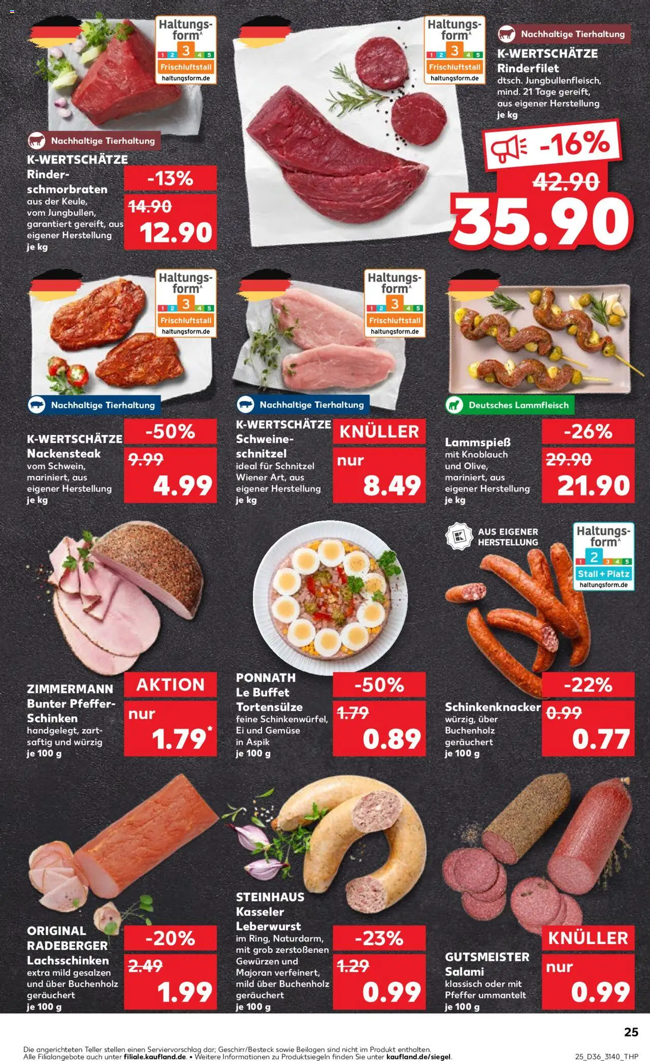 Kaufland prospekt Leipzig	 - gültig ab dem 04.09.2025 | Seite: 25 | Produkte: Rinderfilet, Schnitzel, Salami, Schinken
