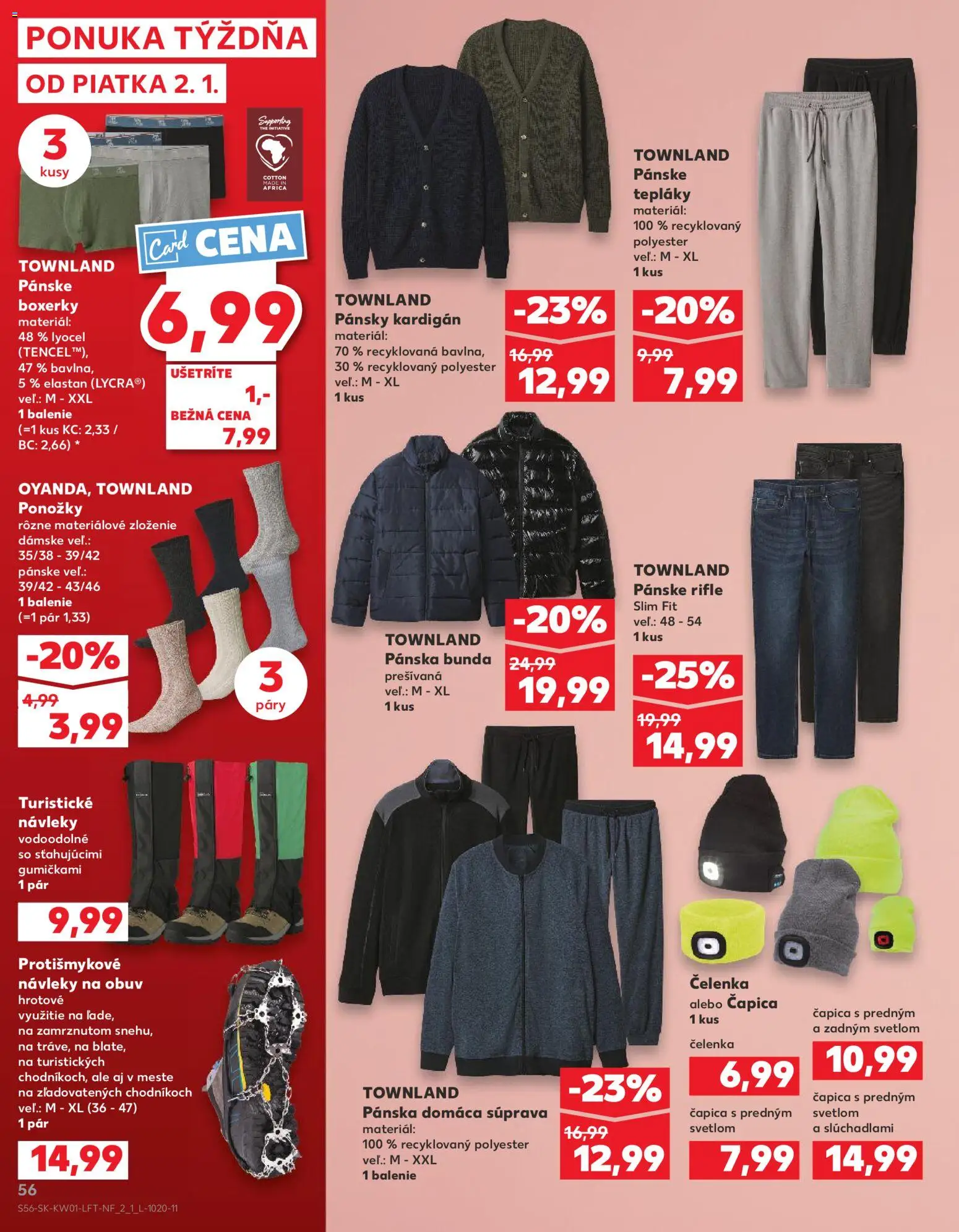 Nové Kaufland akcie – leták je platný od 02.01.2026 | Strana: 56 | Produkty: Bunda, Ponožky, Boxerky