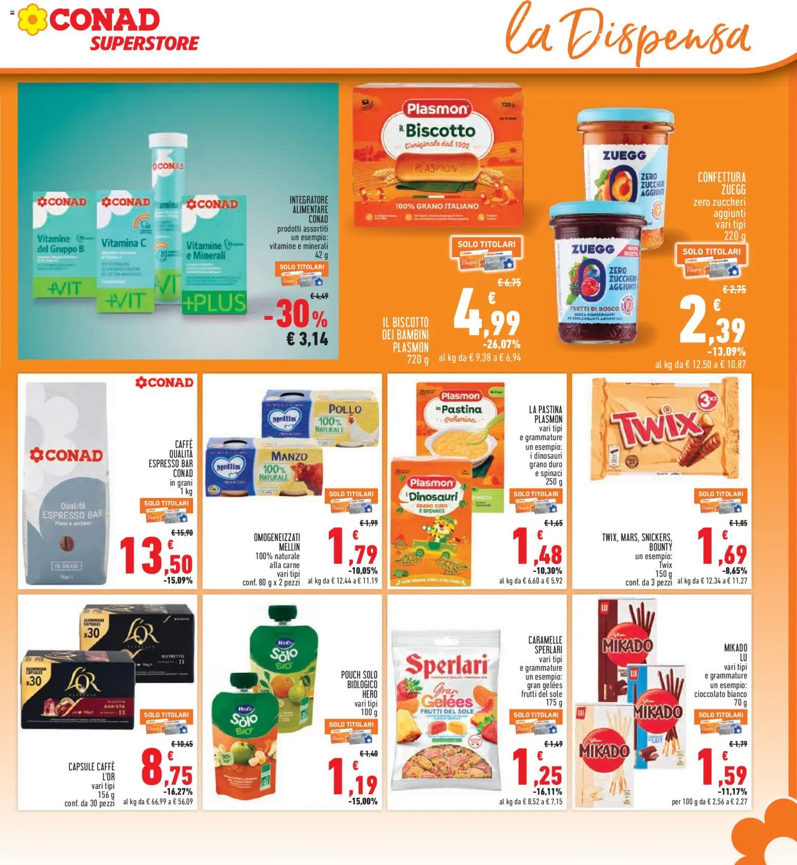 Volantino Conad del 08.04.2026 | Pagina: 19 | Prodotti: Cioccolato, Pollo, Spinaci, Integratore alimentare