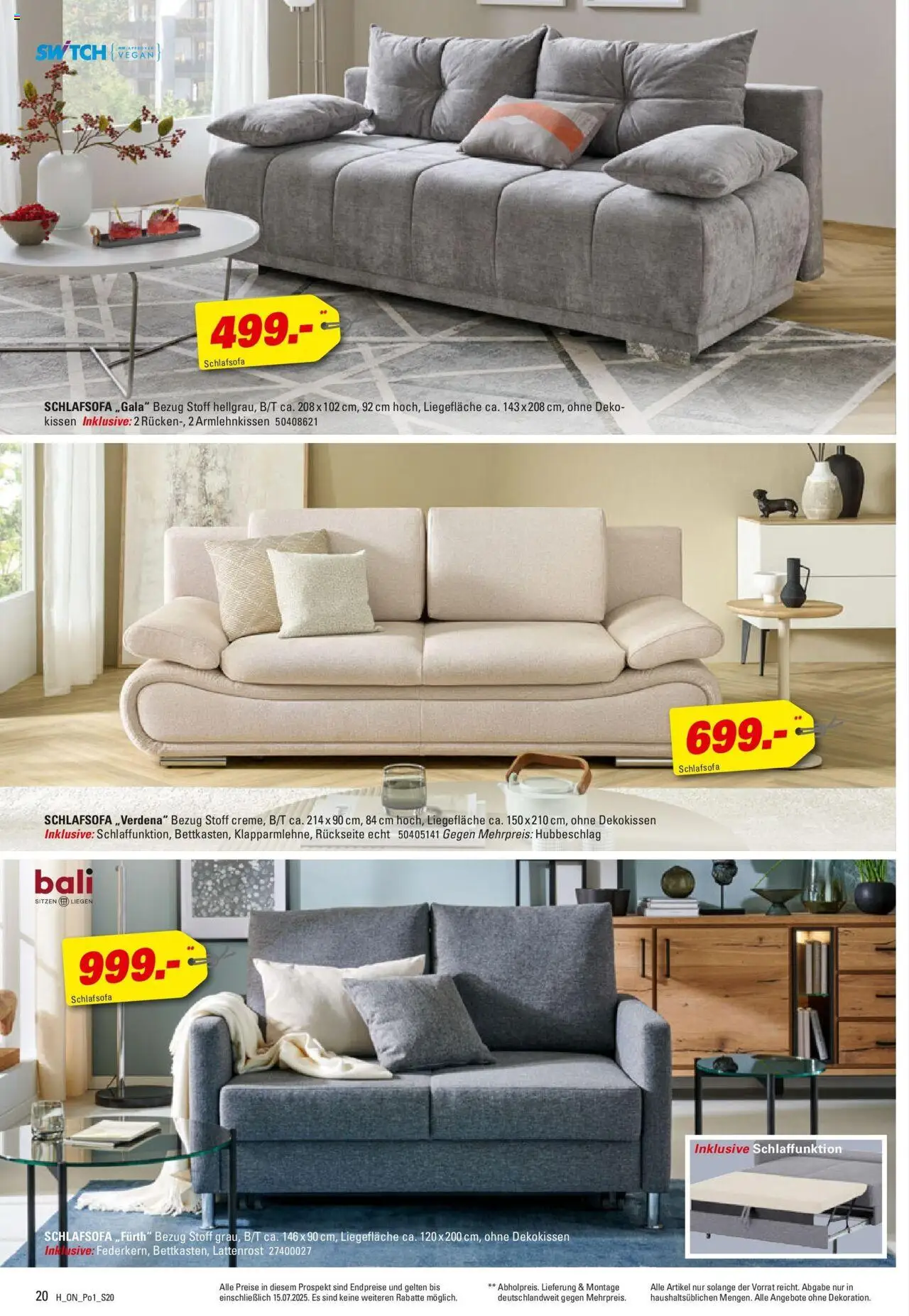 Höffner - Polster Spezial - gültig ab dem 03.06.2025 | Seite: 20 | Produkte: Schlafsofa, Kissen, Lattenrost