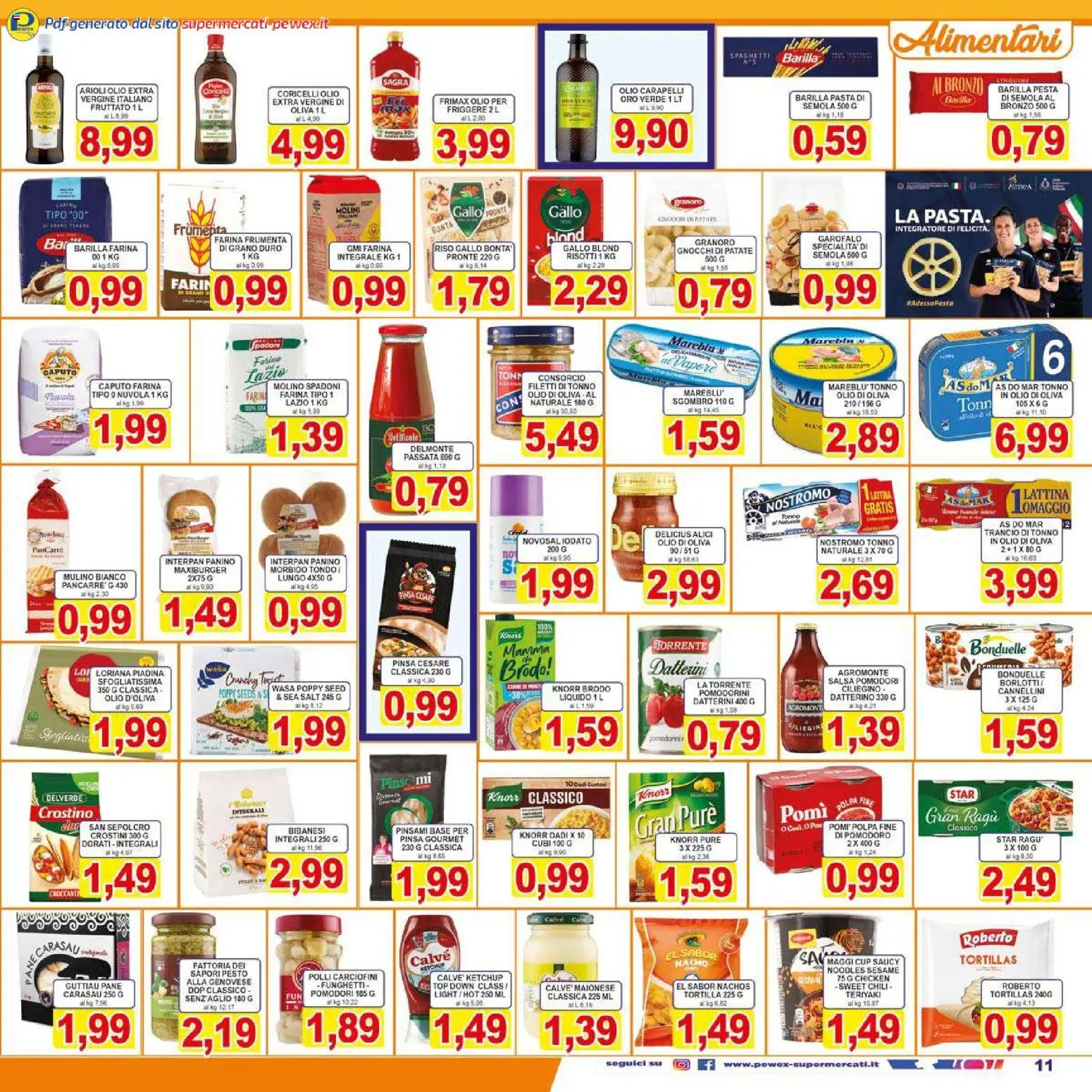 Volantino Pewex del 29.10.2025 | Pagina: 11 | Prodotti: Pomodoro, Pasta, Pesto, Tonno
