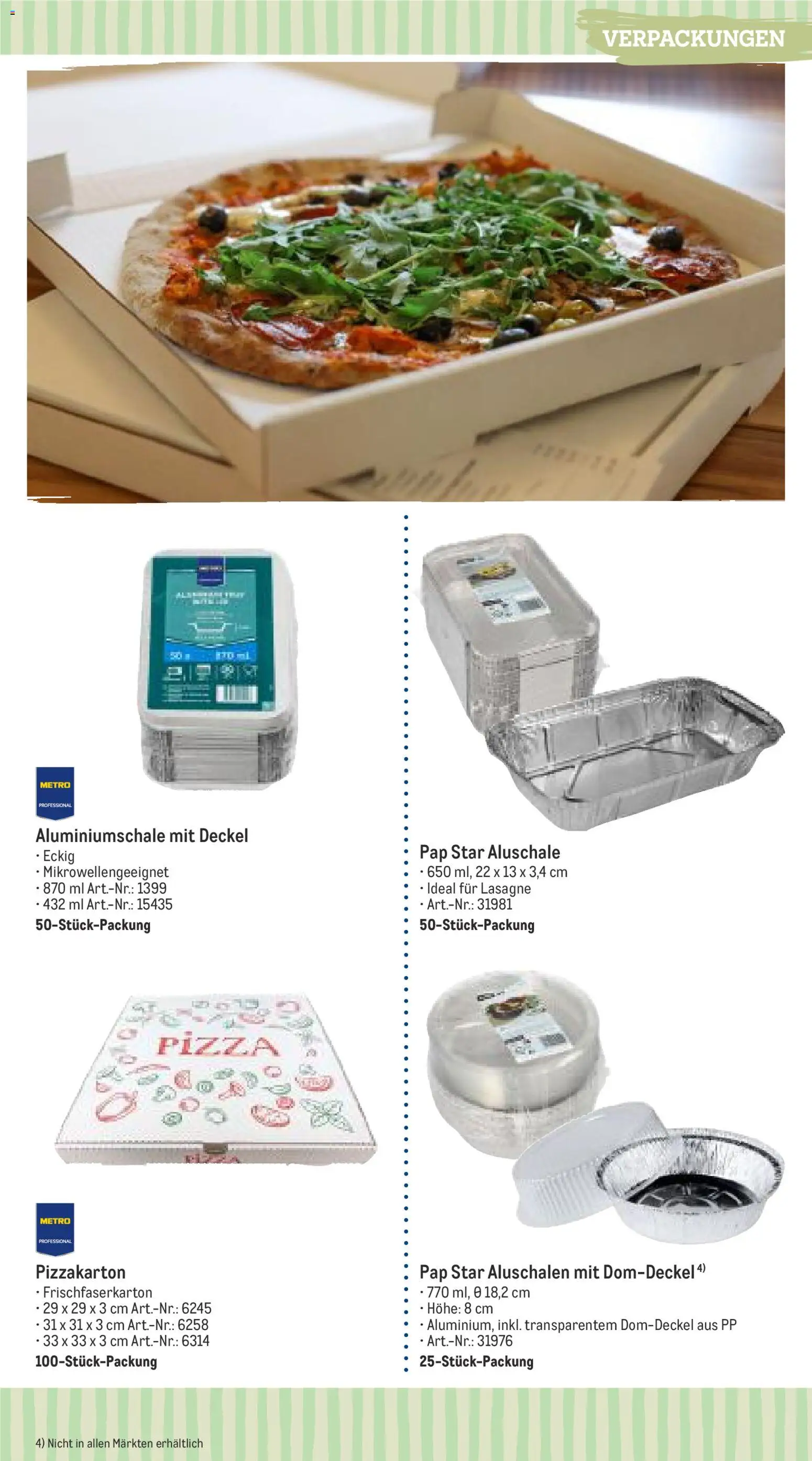 Metro Einweg- und Verbrauchsartikel – gültig ab 01.04.2026 | Seite: 9 | Produkte: Pizza