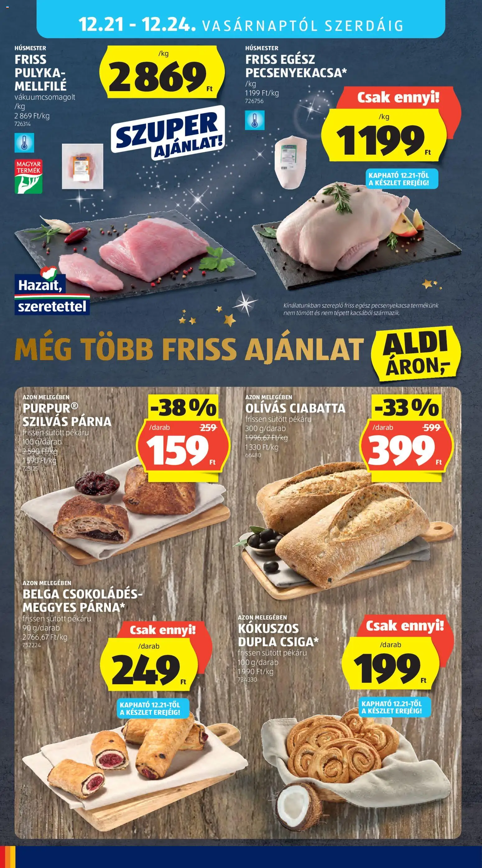 Aldi akciós ujság - amely érvényes a következő dátumtól: 18.12.2025 | Oldal: 42 | Termékek: Párna, Pecsenyekacsa, Ciabatta