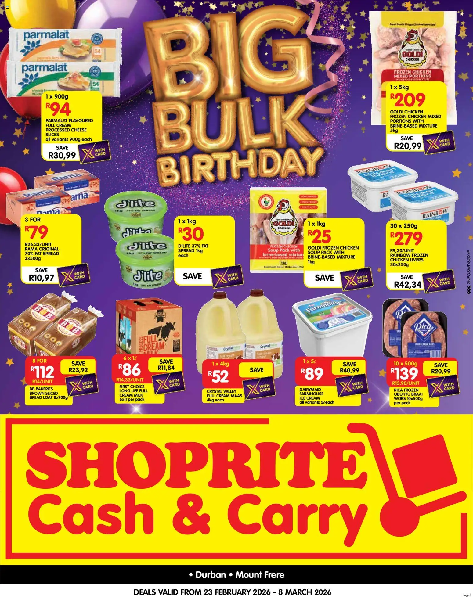 New Shoprite catalogue – valid from 23.02.2026 | Page: 1 | Products: Milk, Chicken, Cream, Soup