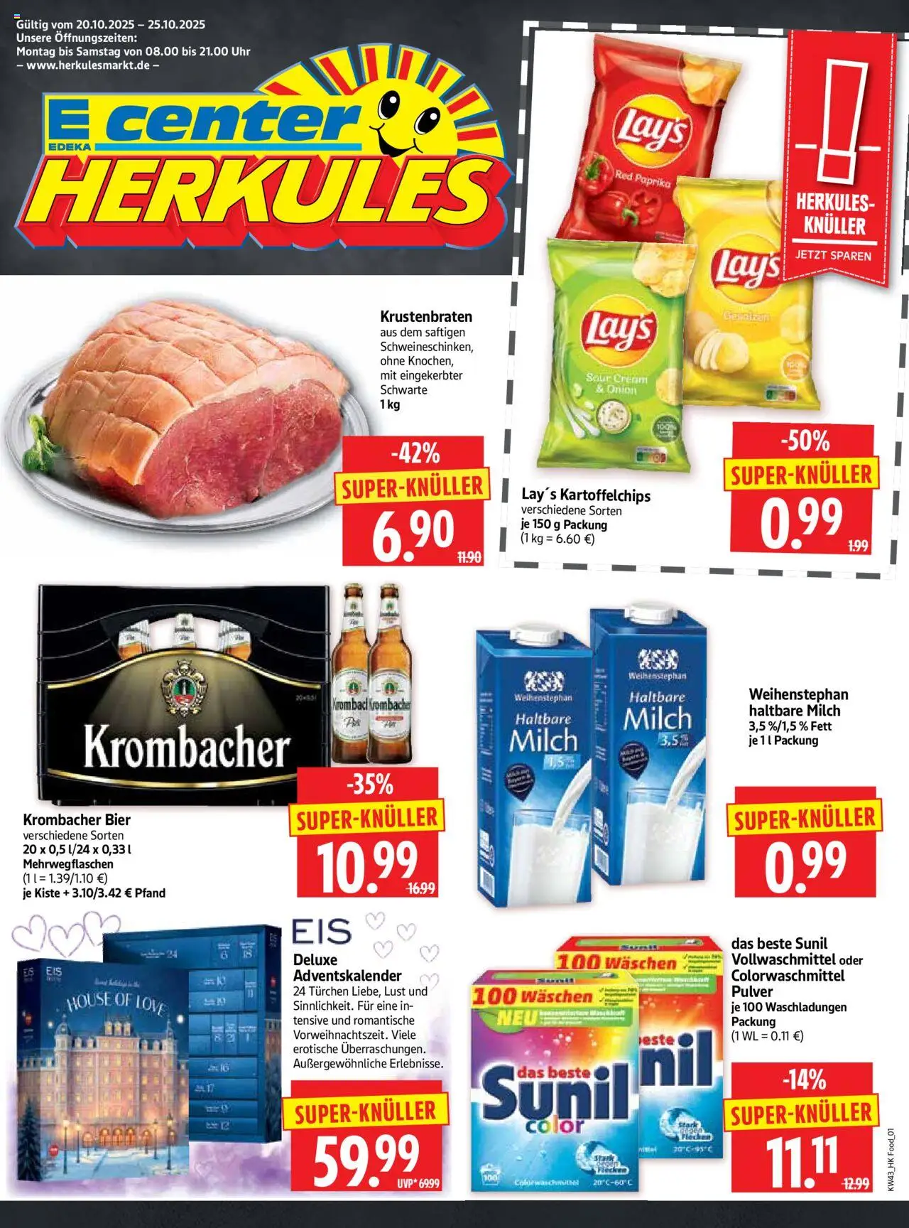 HERKULES Prospekt 	 – gültig ab 20.10.2025 | Seite: 1 | Produkte: Bier, Haltbare milch, Krustenbraten, Paprika