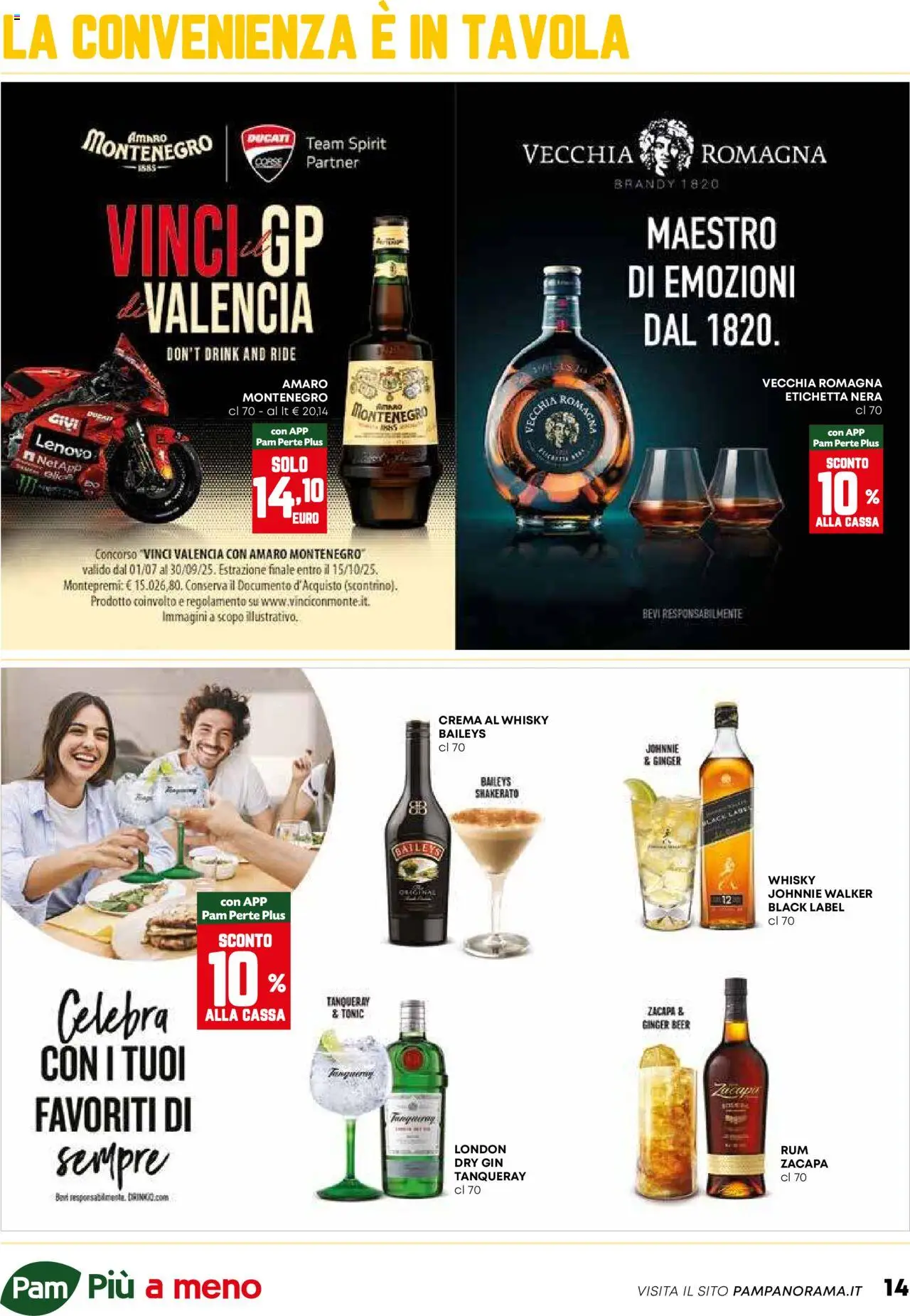 Volantino PAM del 25.09.2025 | Pagina: 14 | Prodotti: Crema, Whisky, Brandy, Amaro