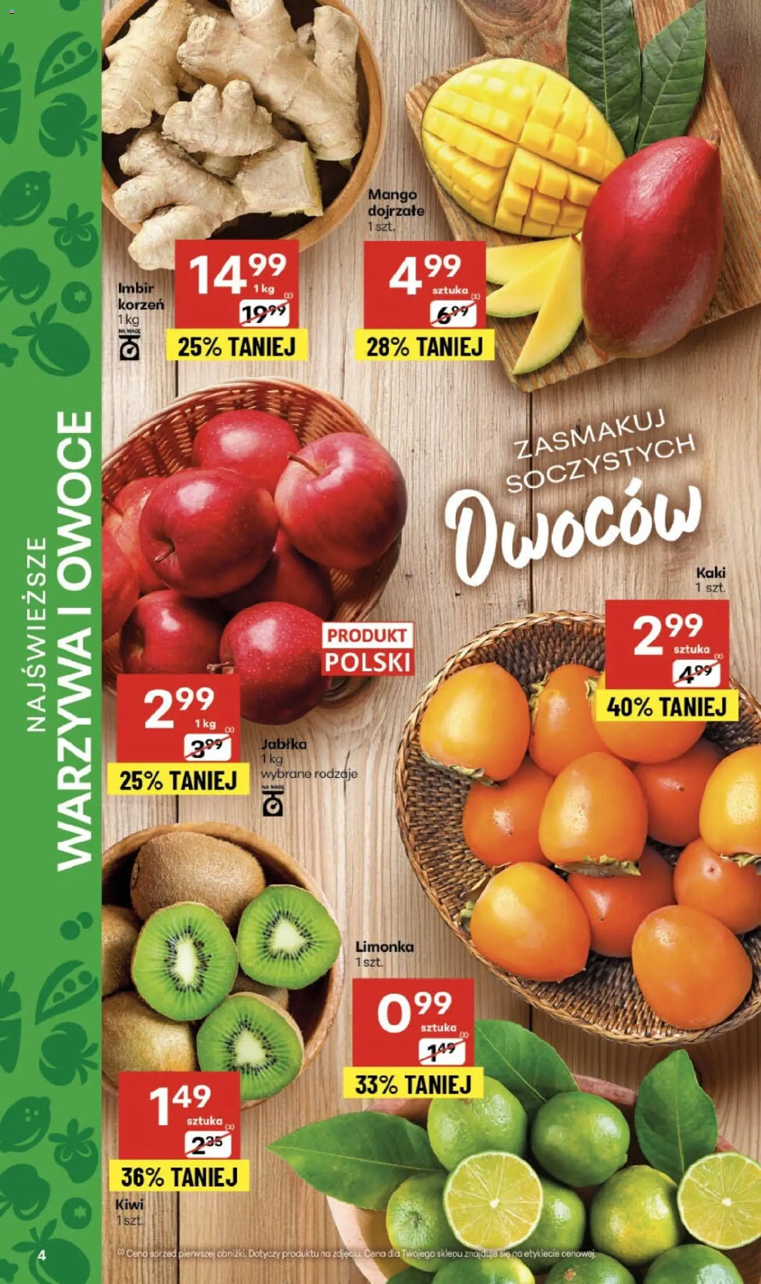 Delikatesy Centrum Gazetka od 30.10.2025 | Strona: 4 | Produkty: Kaki, Jabłka, Kiwi, Warzywa