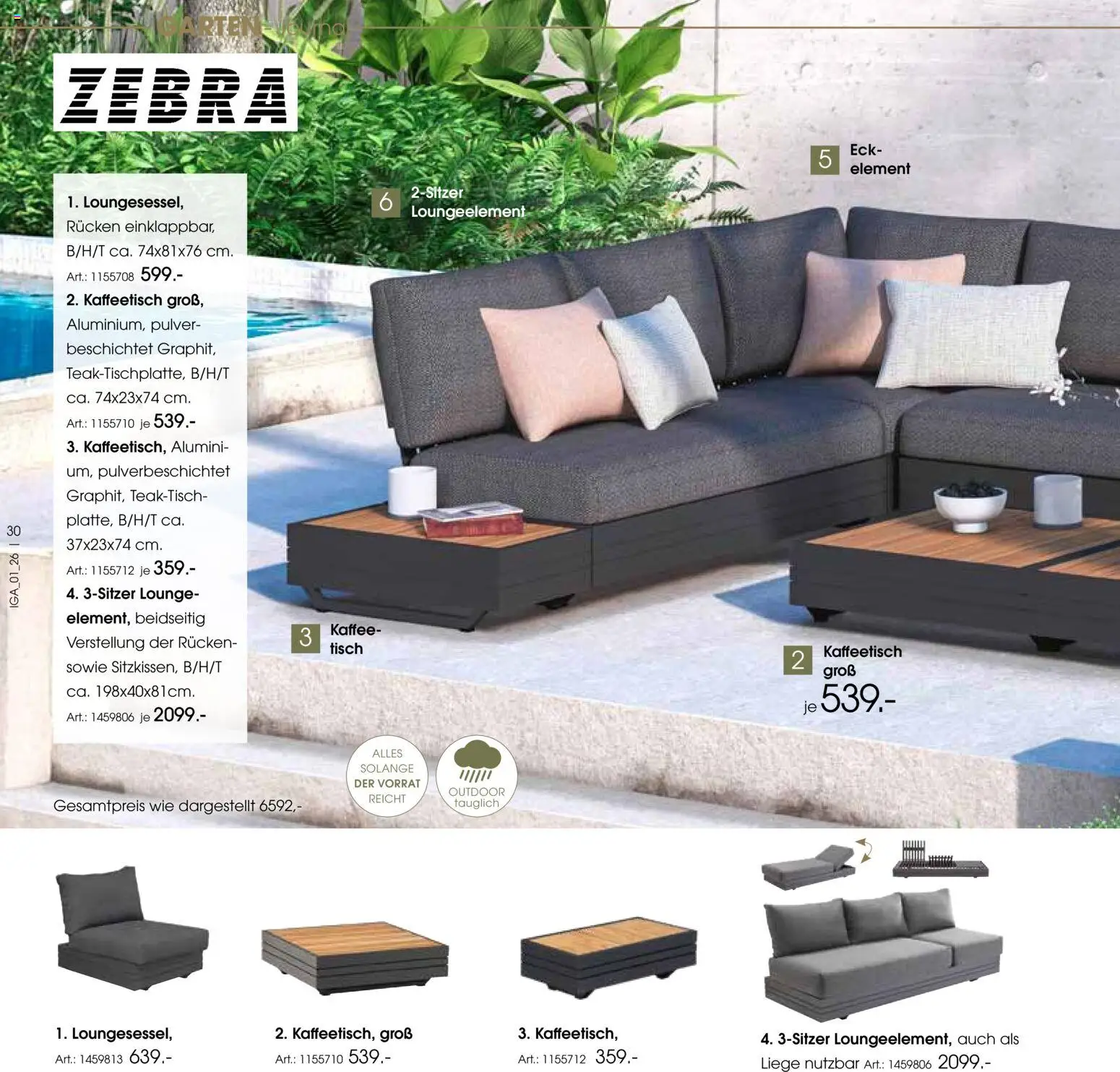 Zurbrüggen Sommer 2026 – gültig ab 19.03.2026 | Seite: 30 | Produkte: Kaffee, Tisch, Liege