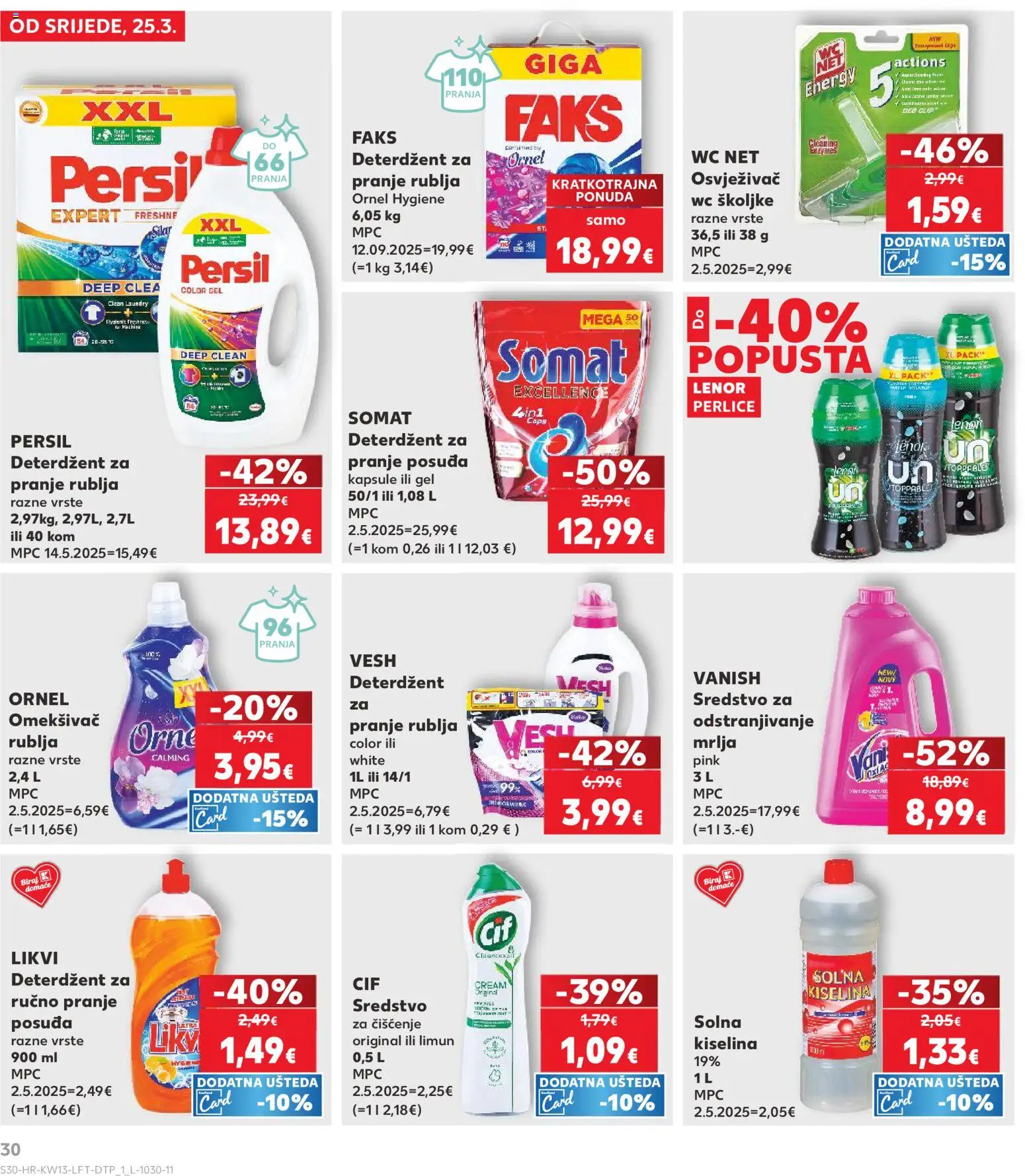 Kaufland katalog | vrijedi od 25.03.2026 | Stranica: 30 | Proizvodi: Faks, Deterdžent, Osvježivač wc školjke, Persil