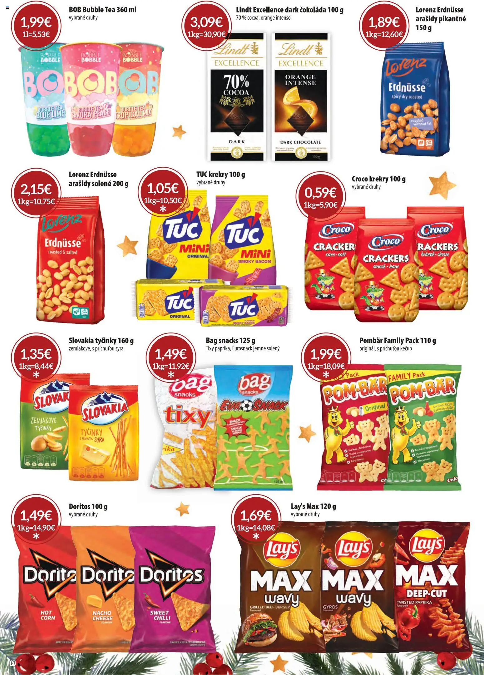 Nové CBA Komfos akcie – leták je platný od 15.12.2025 | Strana: 14 | Produkty: Chilli, Lindt, Čokoláda, Arašidy