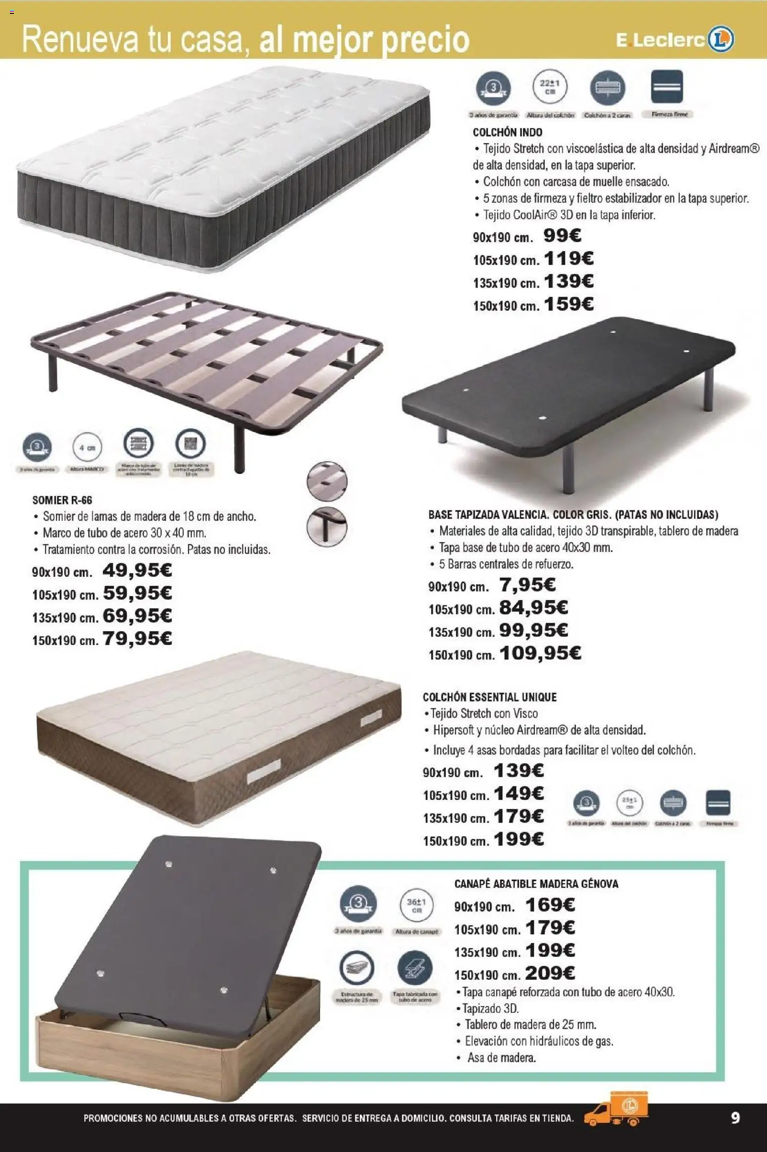 E.Leclerc folleto │ válido desde el 21.01.2026 | Página: 9 | Productos: Somier, Colchon, Marco