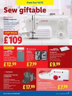 Preview of Lidl - Lidl Weekly valid from 11.12.2025 | Page: 23 | Products: Battery, Fariinisokeri, Bag, Sewing machine