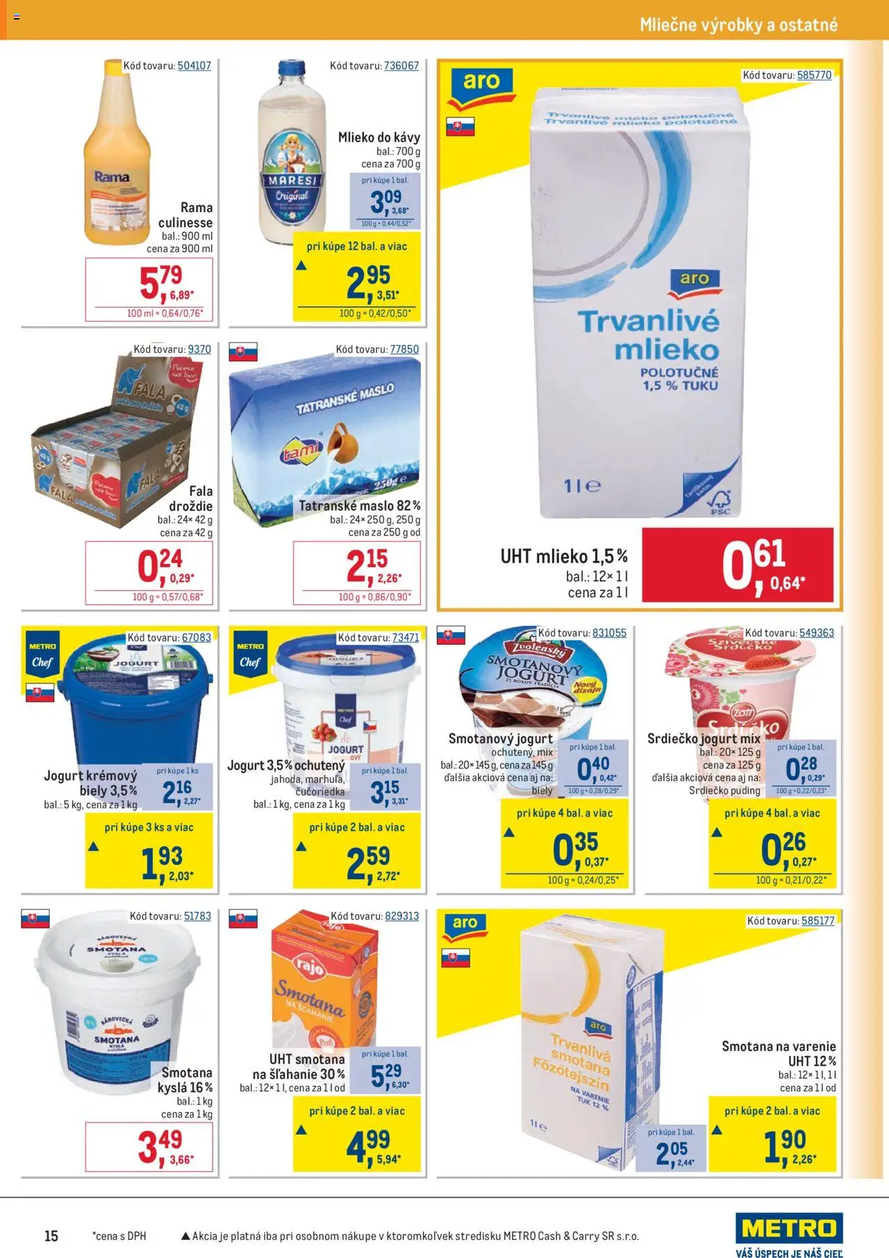 Nové Metro akcie – leták je platný od 08.10.2025 | Strana: 15 | Produkty: Mlieko, Penne, Smotana, Rama