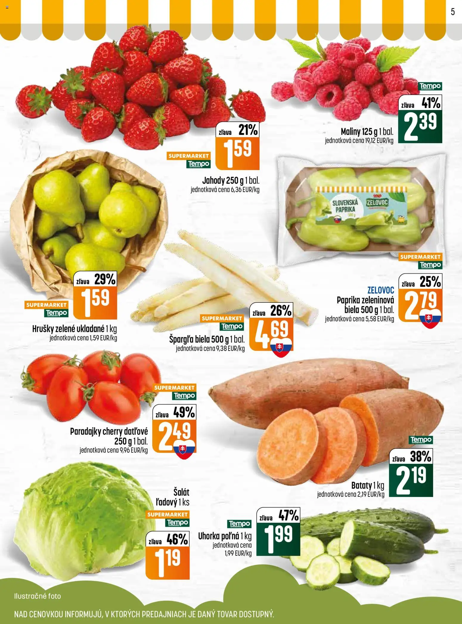 Nové COOP Jednota akcie – leták je platný od 30.04.2026 | Strana: 5 | Produkty: Paprika, Šalát, Špargľa, Hrušky
