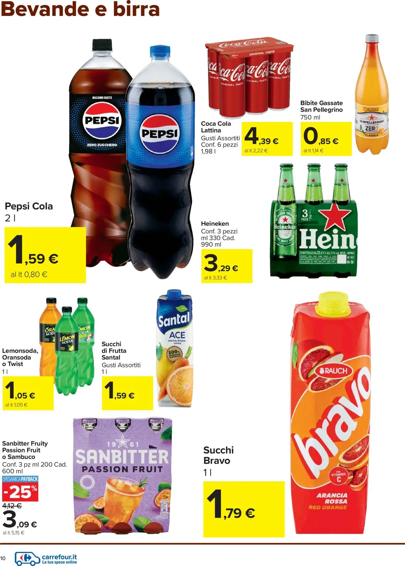 Volantino Carrefour del 27.12.2025 | Pagina: 10 | Prodotti: Birra, Bibite, Heineken, Pepsi