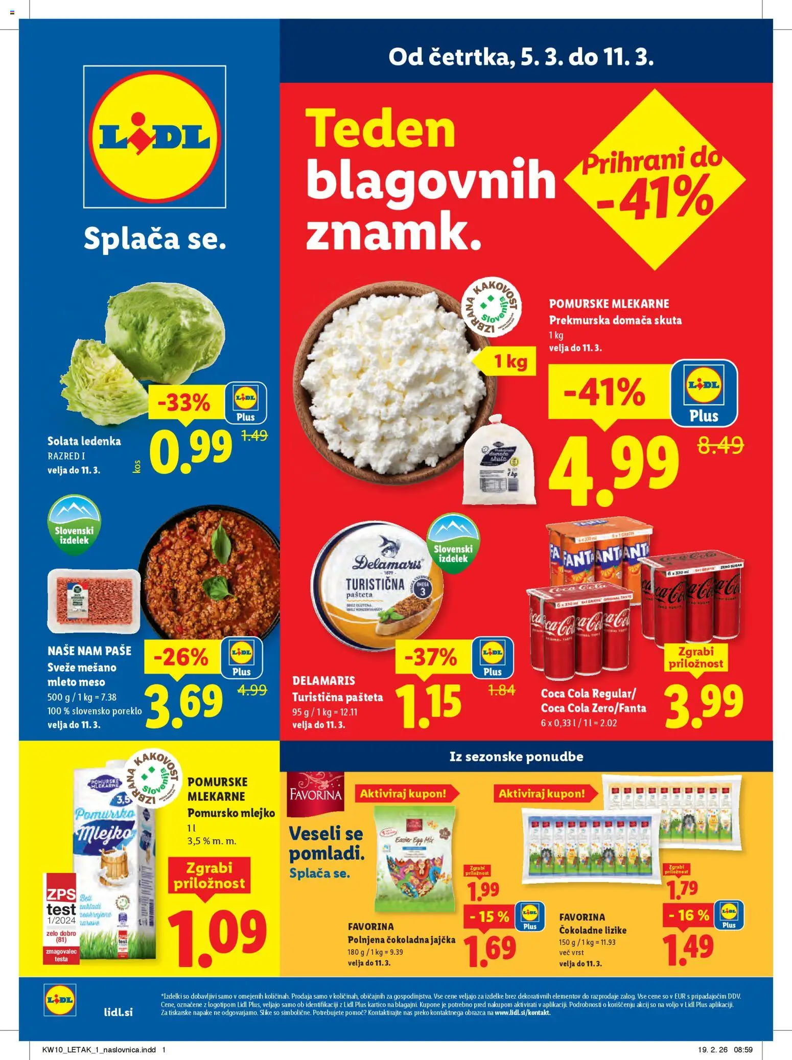 Novi Lidl katalog ponudbe – veljaven od 05.03.2026 | Stran: 1 | Izdelki: Mleto meso, Pašteta, Skuta, Solata