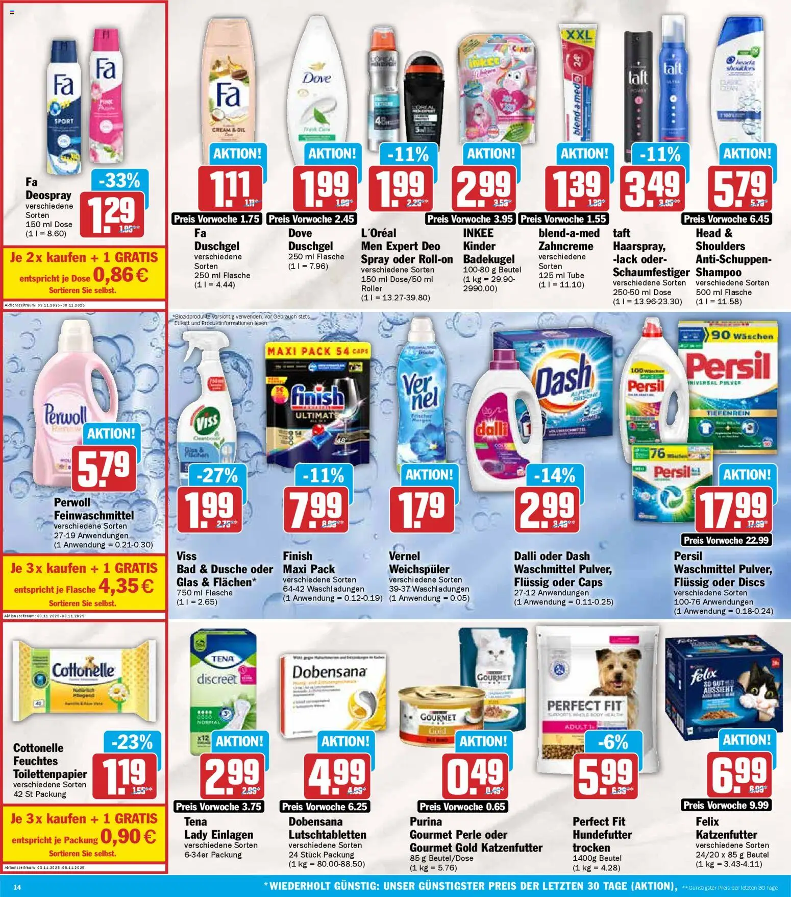 HIT - Berlin – gültig ab 03.11.2025 | Seite: 14 | Produkte: Katzenfutter, Weichspüler, Toilettenpapier, Feuchtes Toilettenpapier