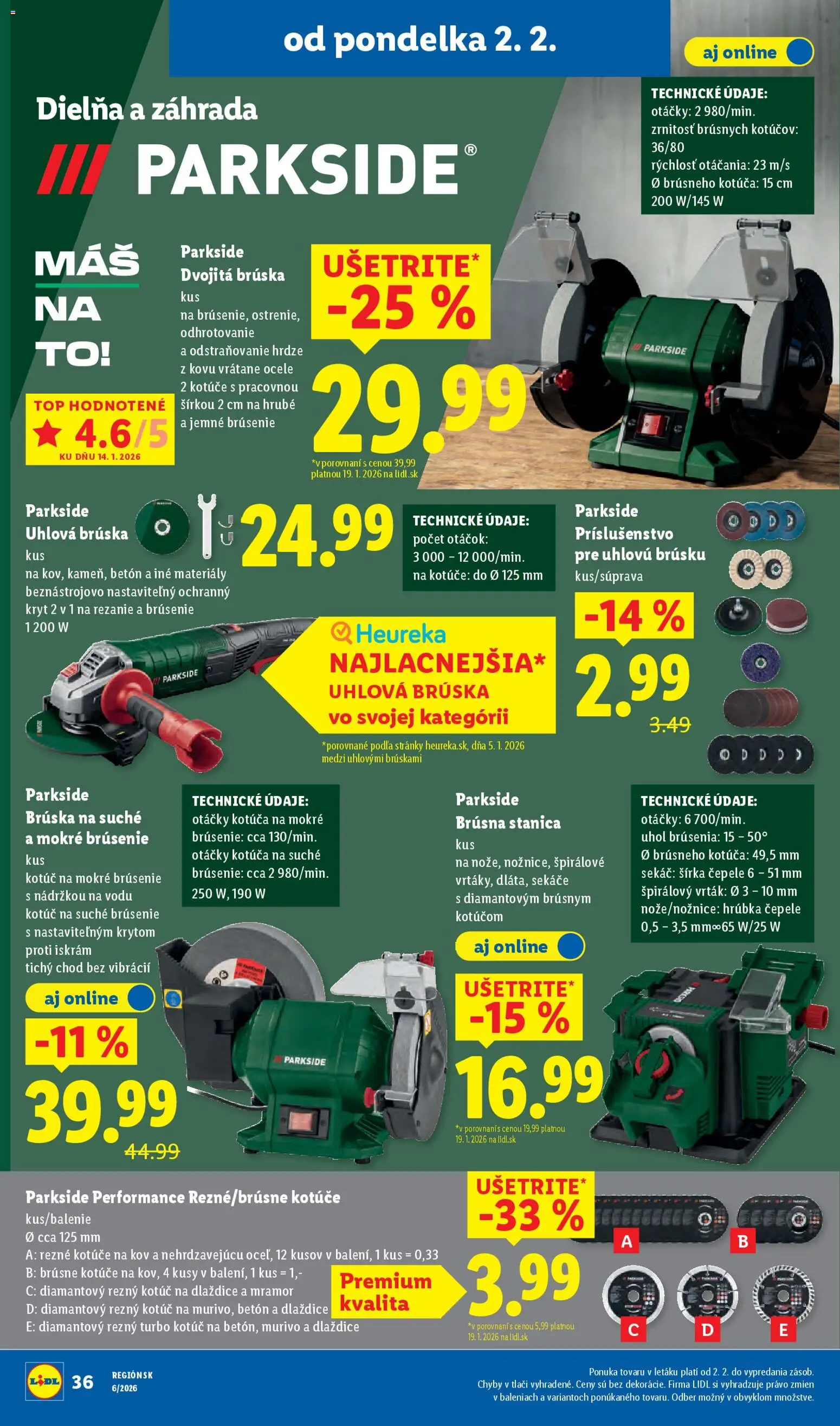 Nové Lidl akcie – leták je platný od 02.02.2026 | Strana: 43 | Produkty: Uhlová brúska, Parkside