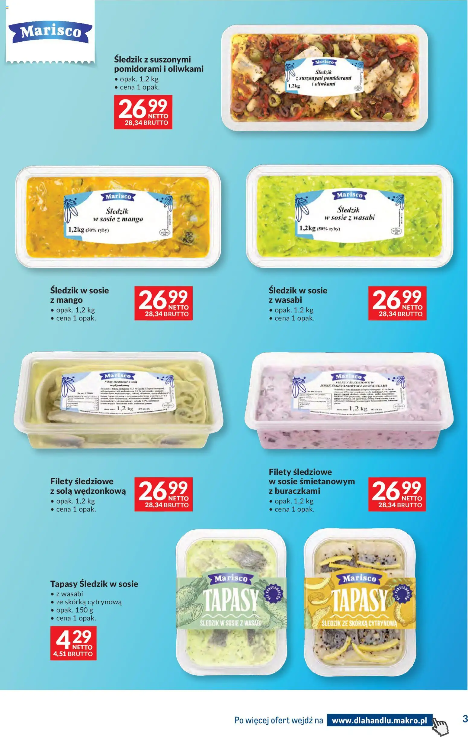 Makro gazetka - Dystrybucja do sklepów od 28.04.2026 | Strona: 3 | Produkty: Mango, Filety śledziowe w sosie śmietanowym, Ryby
