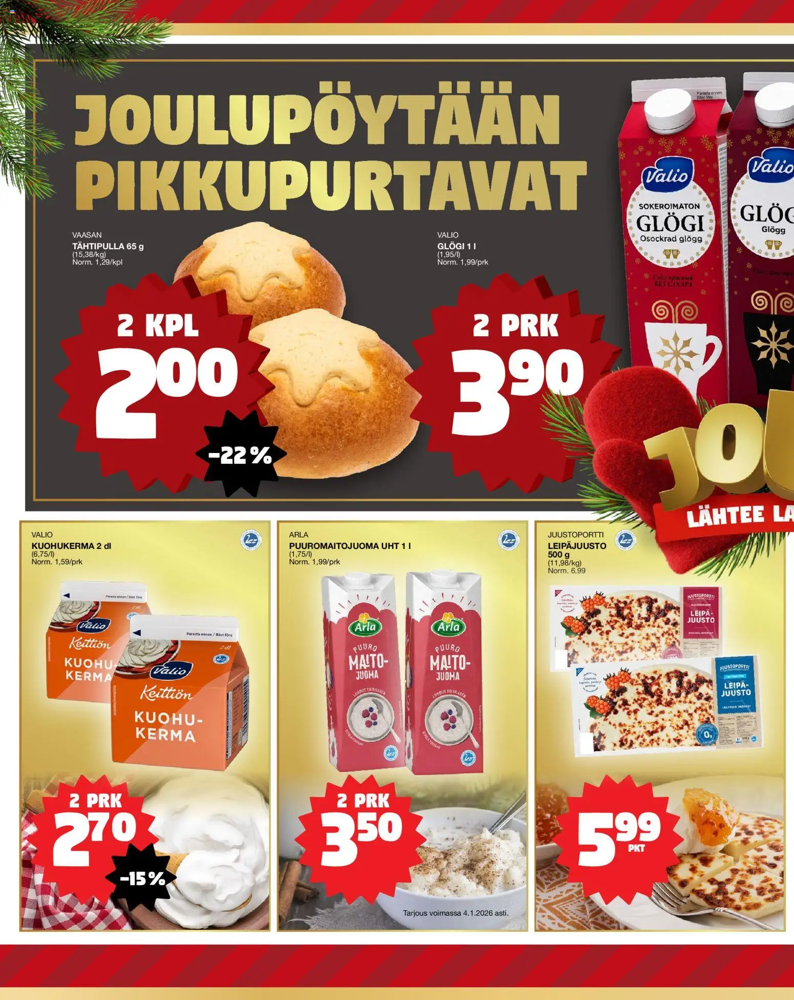 Tokmanni Ruokatarjoukset – voimassa 18.12.2025 alkaen | Sivu: 6 | Tuotteet: Juusto, Leipä, Kerma