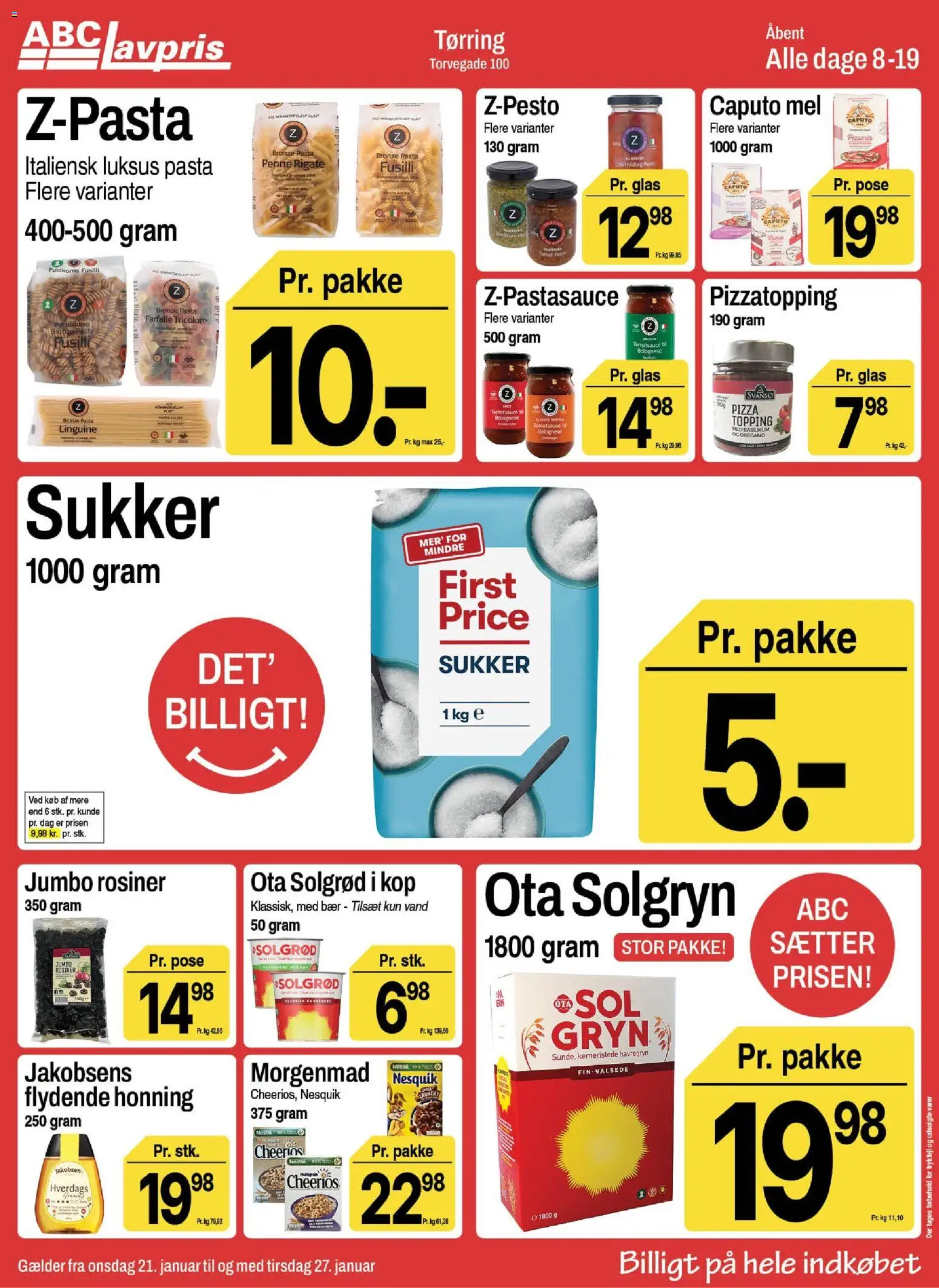 Abc Lavpris tilbudsavis – gyldig fra 21.01.2026 | Side: 7 | Produkter: Mel, Havregryn, Honning, Basilikum