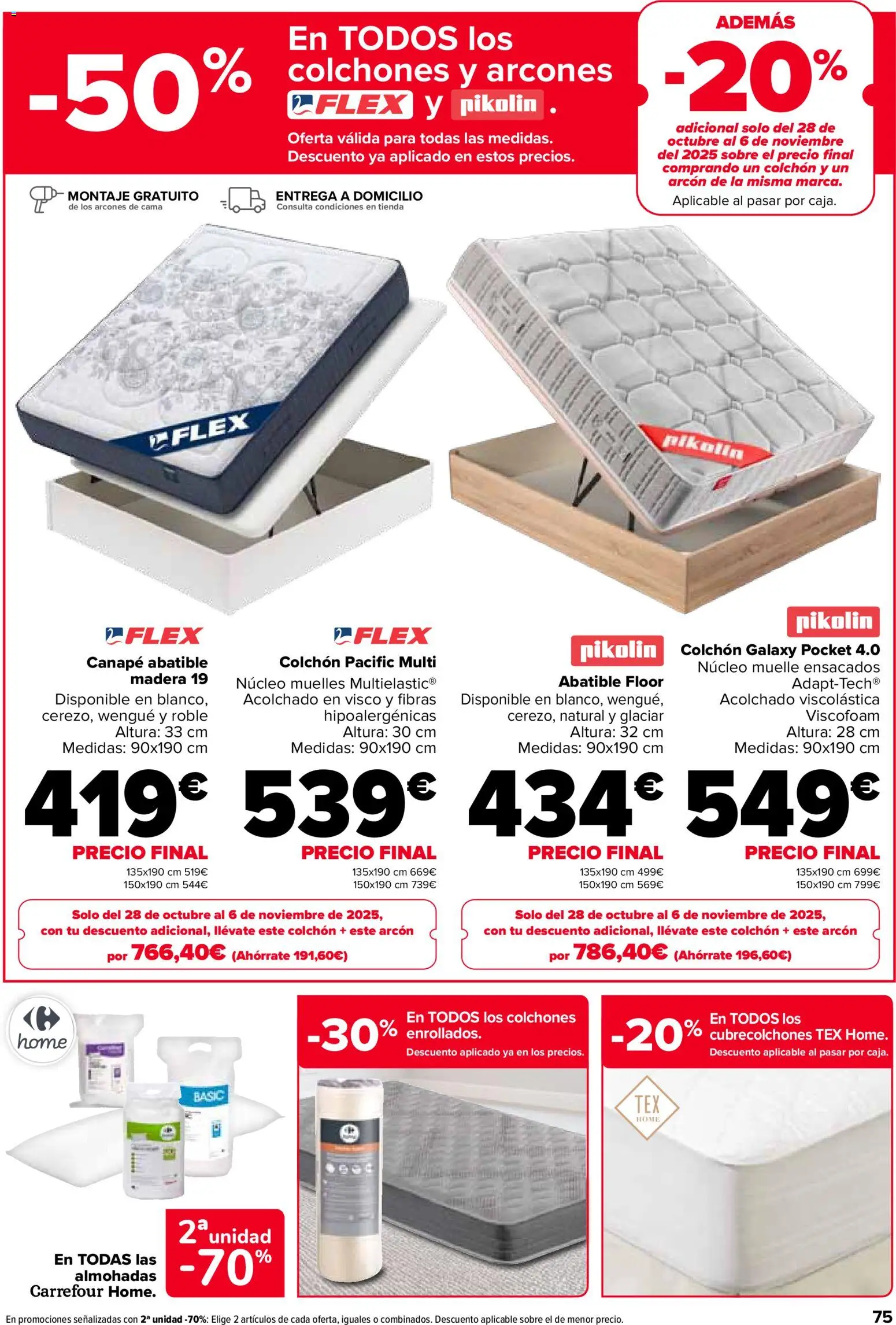 Carrefour folleto │ válido desde el 28.10.2025 | Página: 75 | Productos: Colchon, Cama, Caja