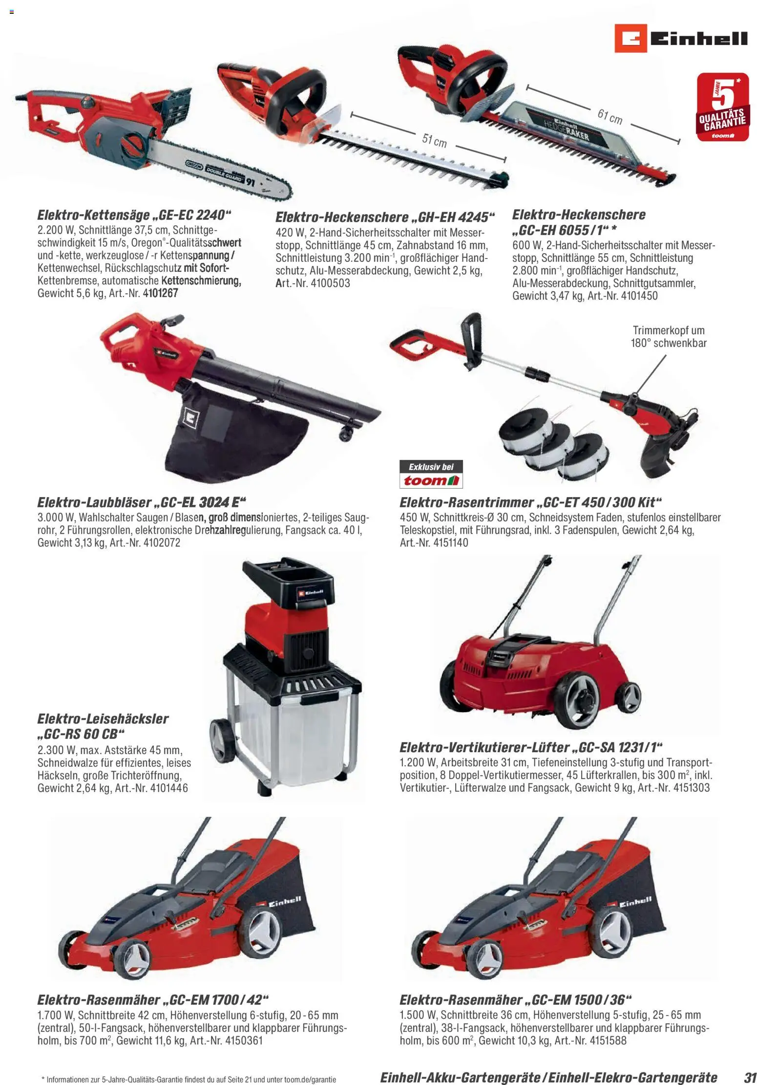 Toom Baumarkt Gartenpflege & Teich 2026 – gültig ab 20.02.2026 | Seite: 31 | Produkte: Gewicht