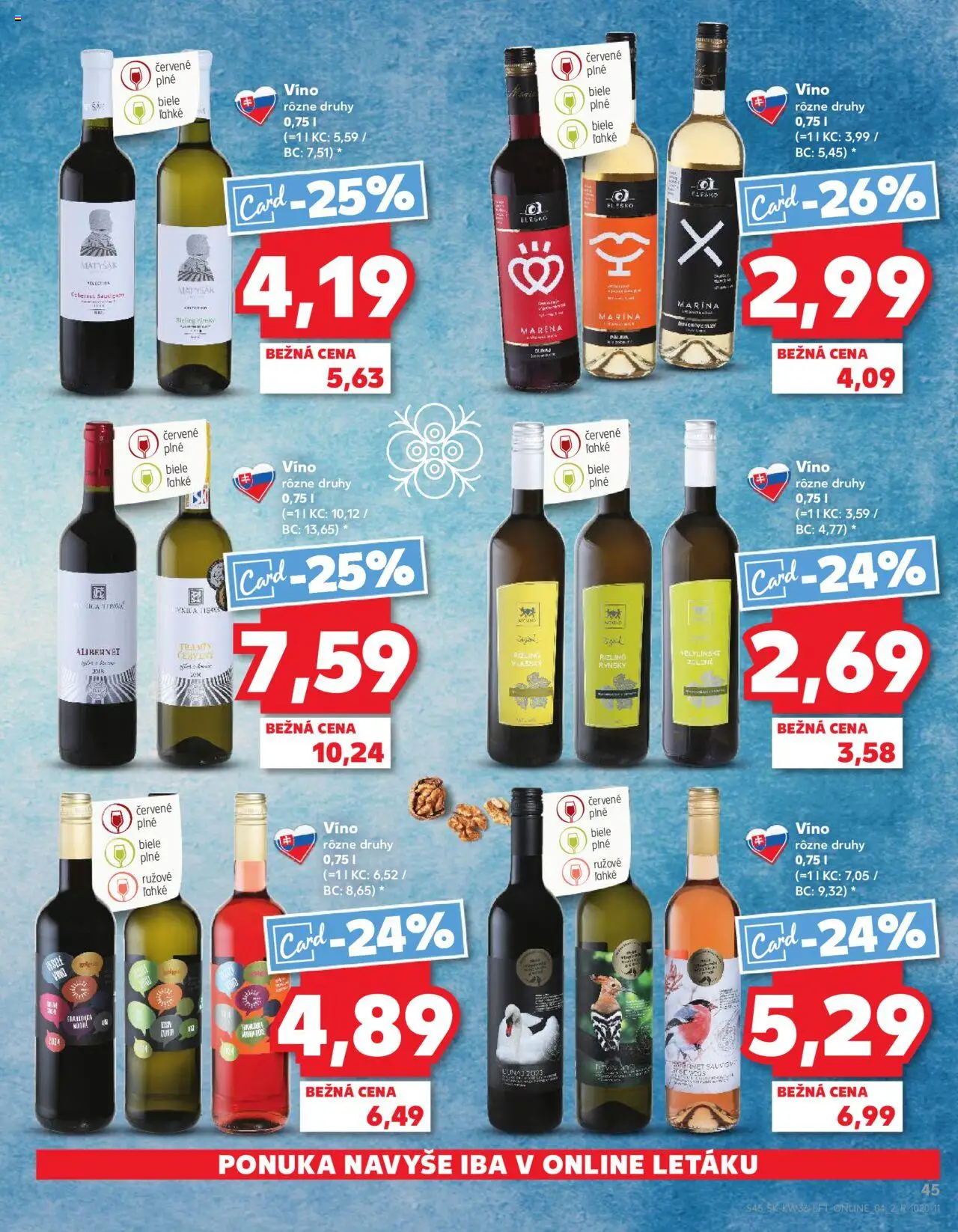 Nové Kaufland akcie – leták je platný od 04.09.2025 | Strana: 45 | Produkty: Biele víno, Víno