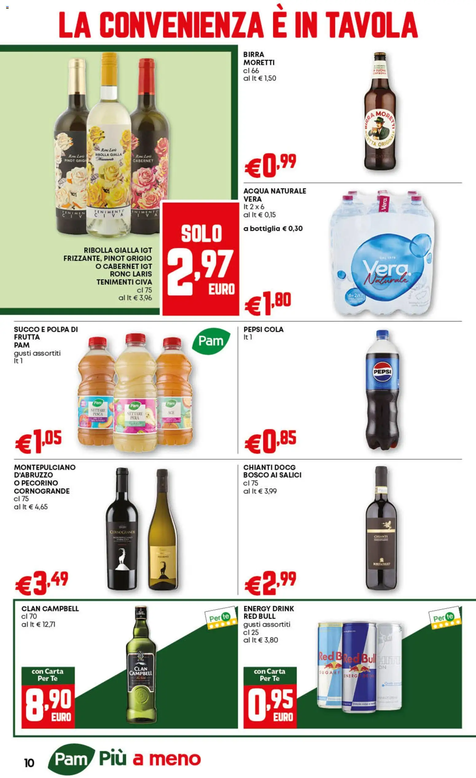 Volantino Panorama del 23.10.2025 | Pagina: 10 | Prodotti: Pera, Red Bull, Bottiglia, Pecorino