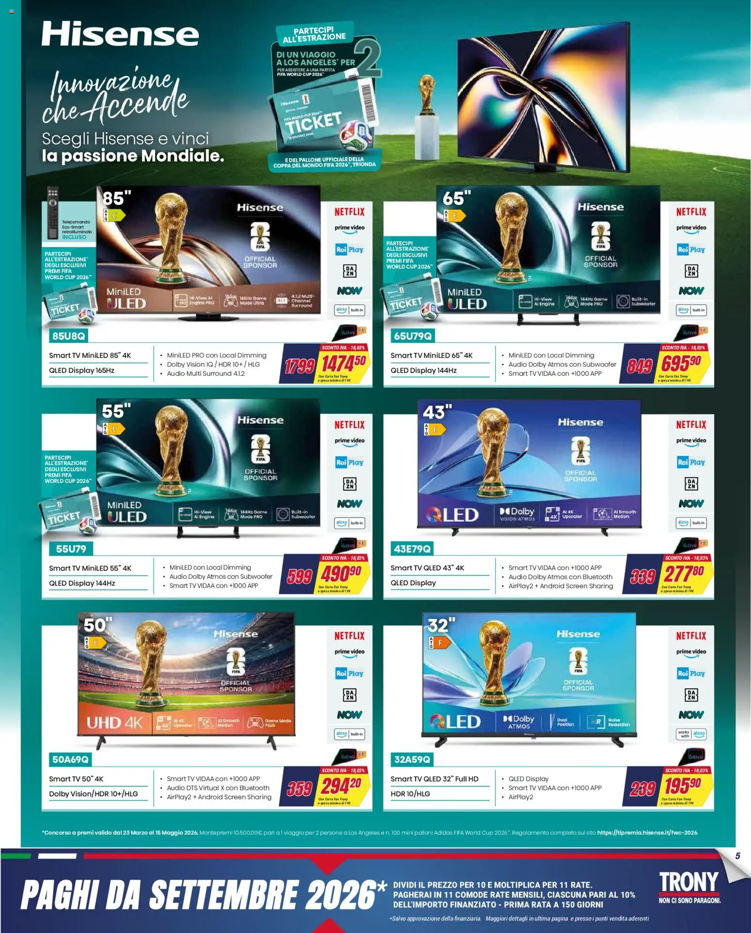 Volantino Trony del 02.04.2026 | Pagina: 5 | Prodotti: smart TV, Pallone, TV, Video