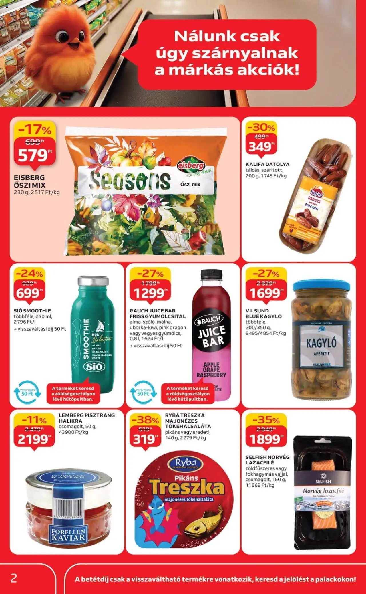 Auchan akciós ujság - amely érvényes a következő dátumtól: 18.09.2025 | Oldal: 2 | Termékek: Őszibarack, Lazacfilé, Alma, Smoothie