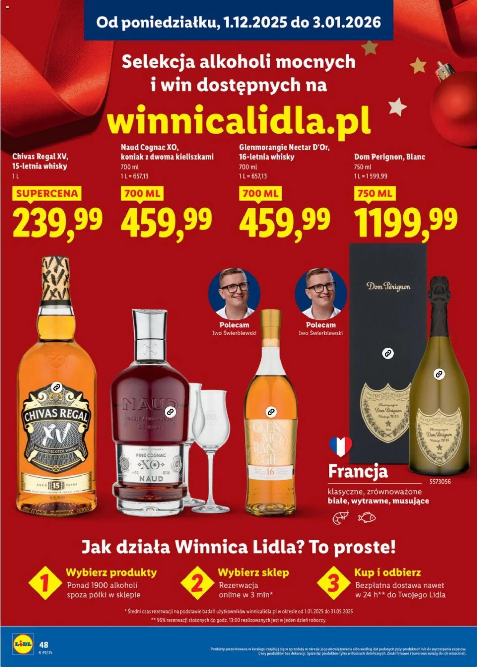Lidl Katalog alkoholi mocnych i win od 01.12.2025 | Strona: 49 | Produkty: Koniak, Whisky Chivas Regal, Champagne, Regał