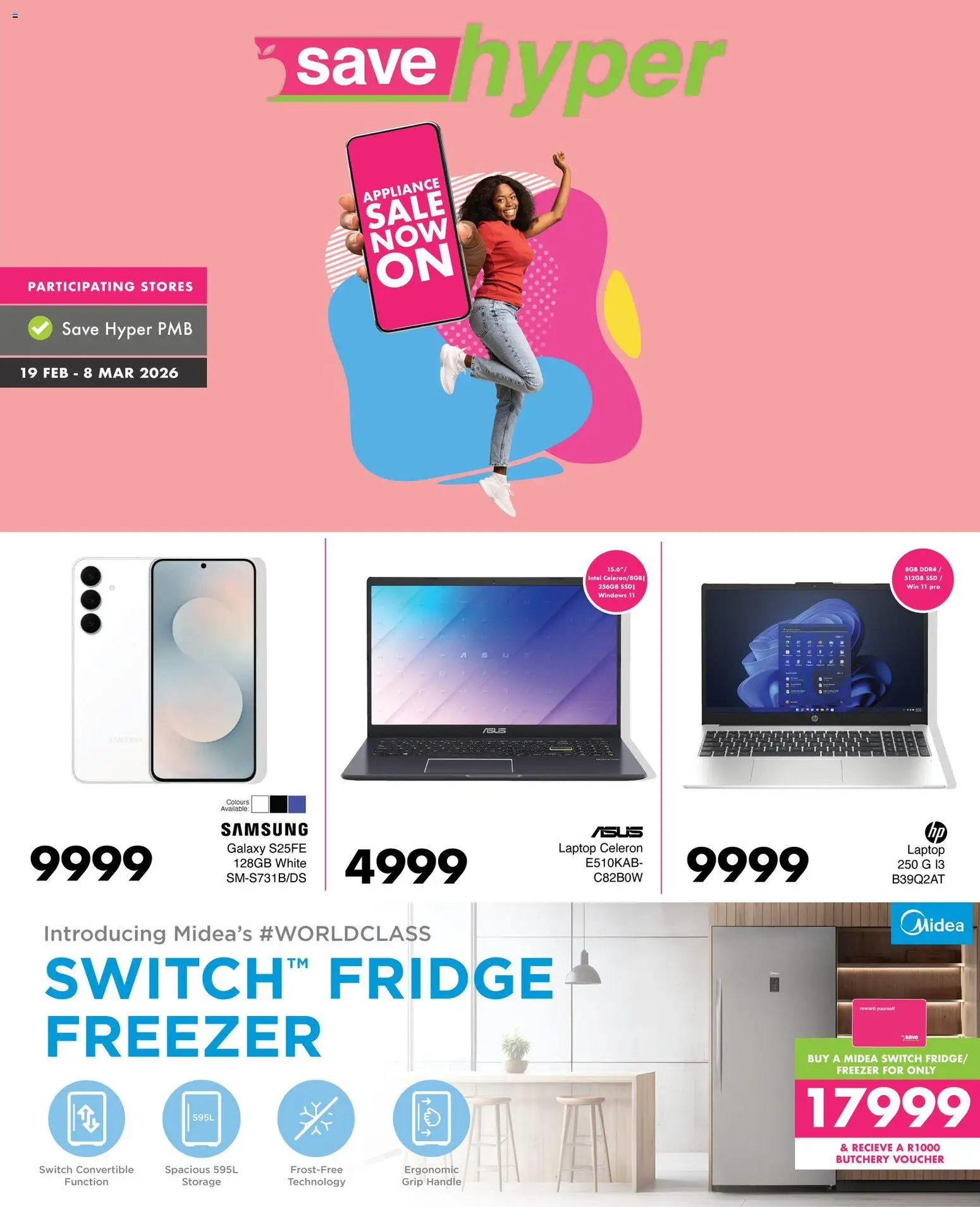 New Save catalogue – valid from 19.02.2026 | Page: 1 | Products: Freezer, Laptop, Fridge, Switch