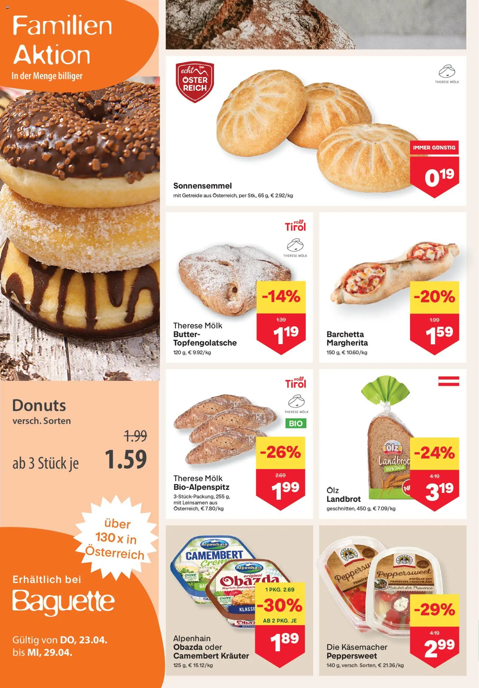 MPREIS Flugblatt gültig ab 23.04.2026 | Seite: 4 | Produkte: Getreide, Jääkaappipakastin, Butter