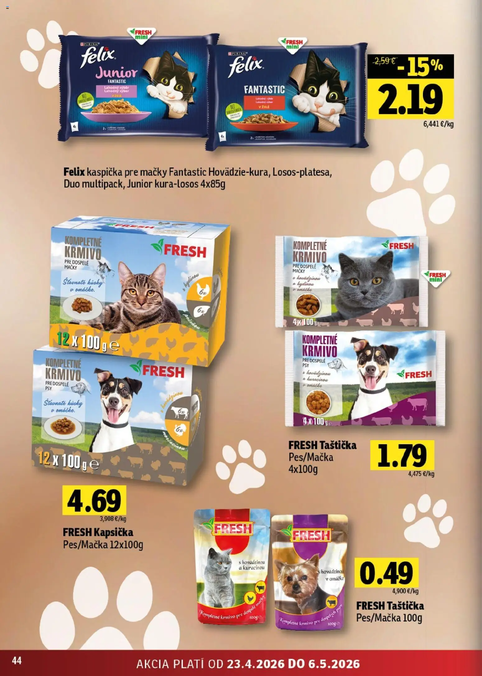 Nové Fresh akcie – leták je platný od 23.04.2026 | Strana: 44 | Produkty: Felix, Omáčka