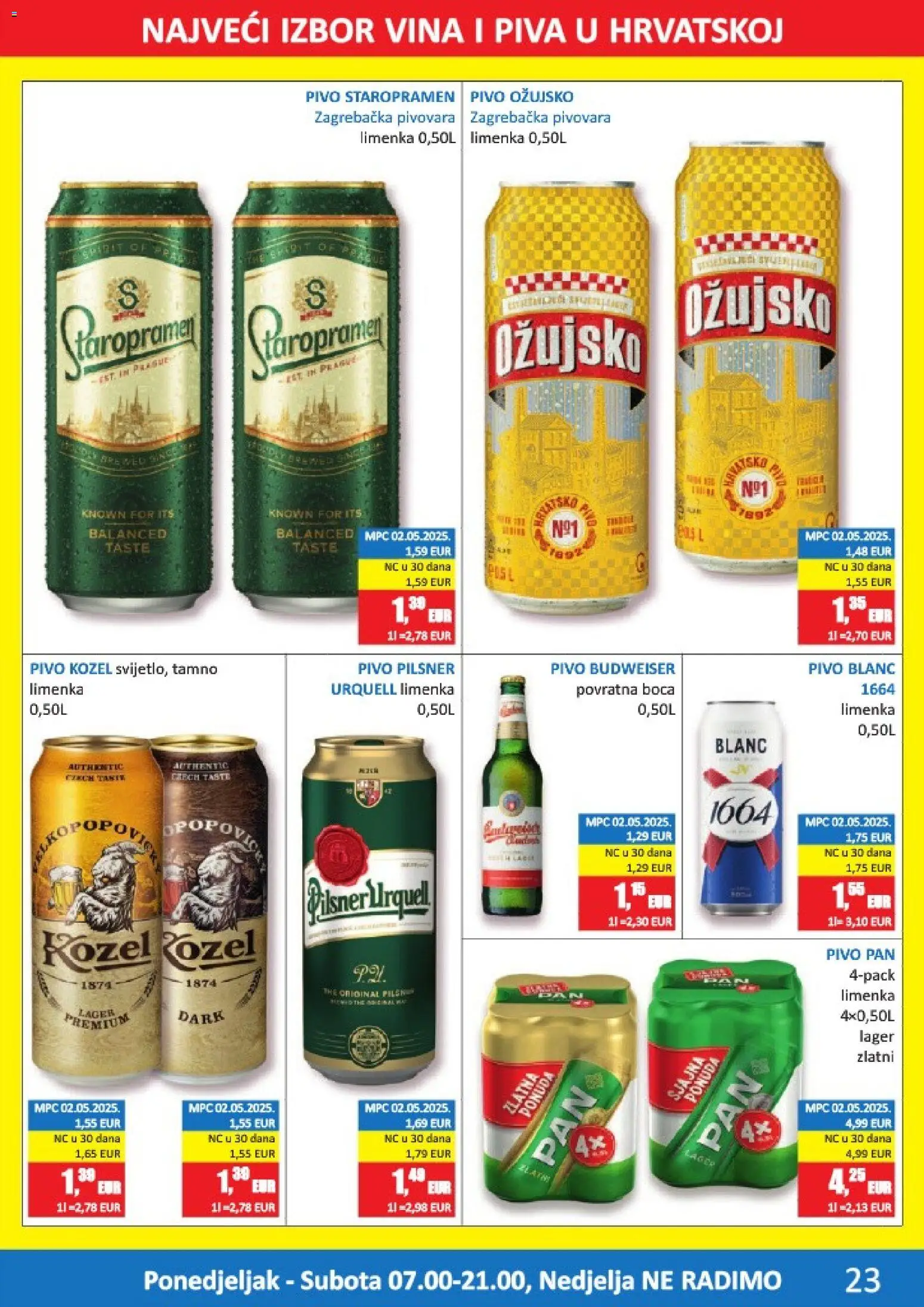 Vrutak katalog | vrijedi od 13.04.2026 | Stranica: 23 | Proizvodi: Kozel, Staropramen, Ožujsko, Pan