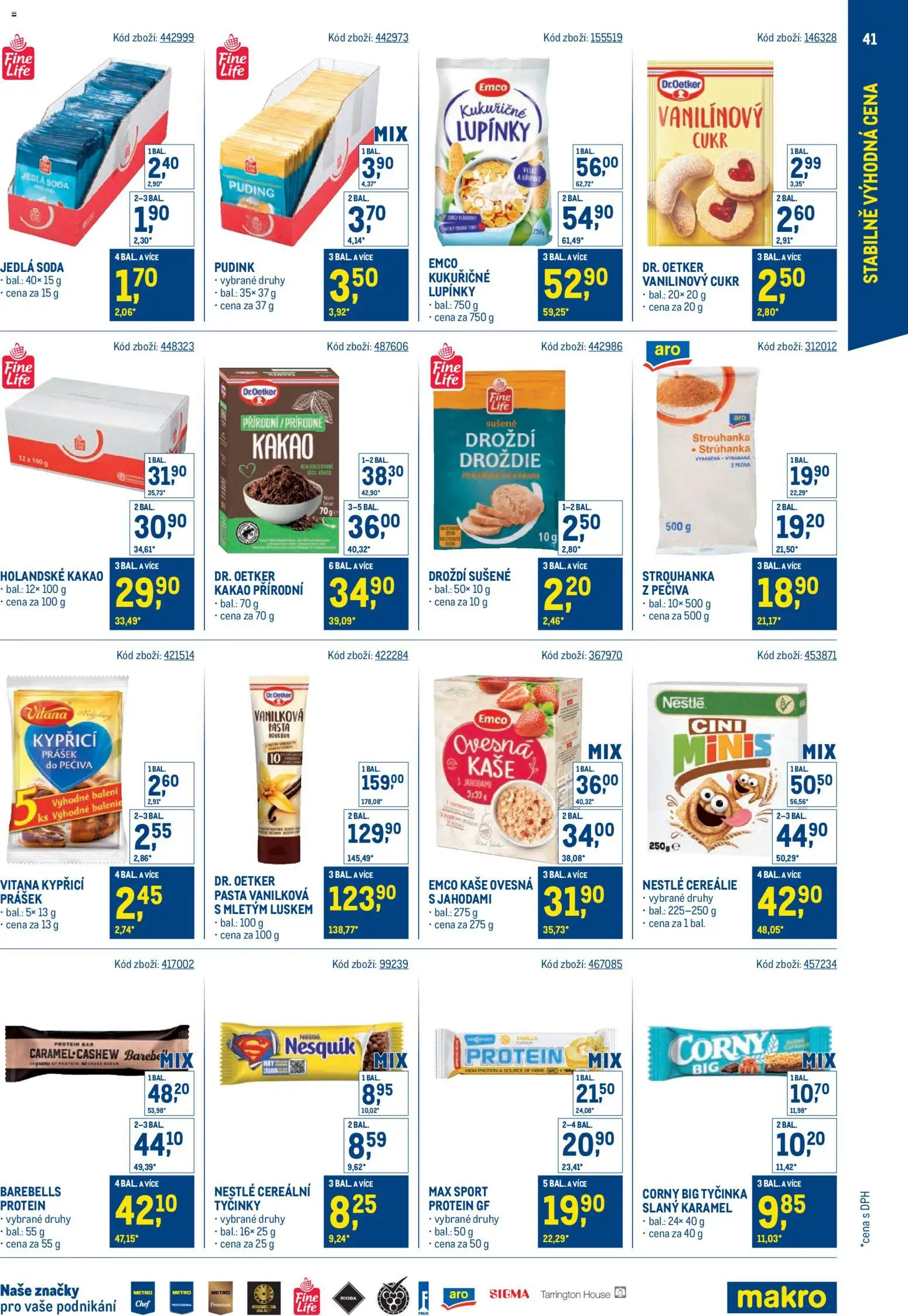 Makro leták - Stabilně výhodná cena - maloobchod od 24.09.2025 | Strana: 41 | Produkty: Cereálie, Kaše, Jedlá soda, Strouhanka