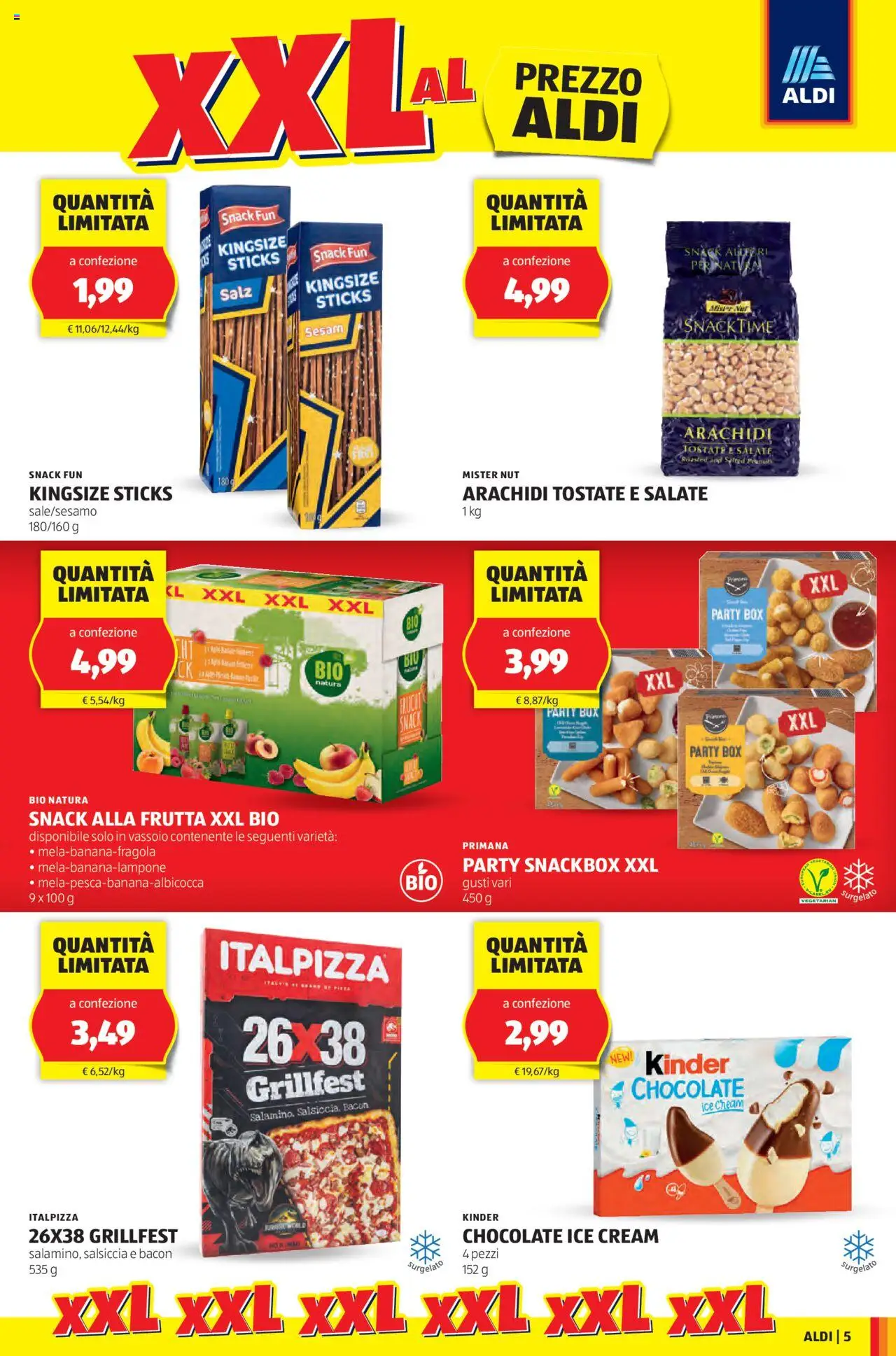 Volantino Aldi del 07.07.2025 | Pagina: 5 | Prodotti: Pizza, Frutta, Arachidi, Vassoio