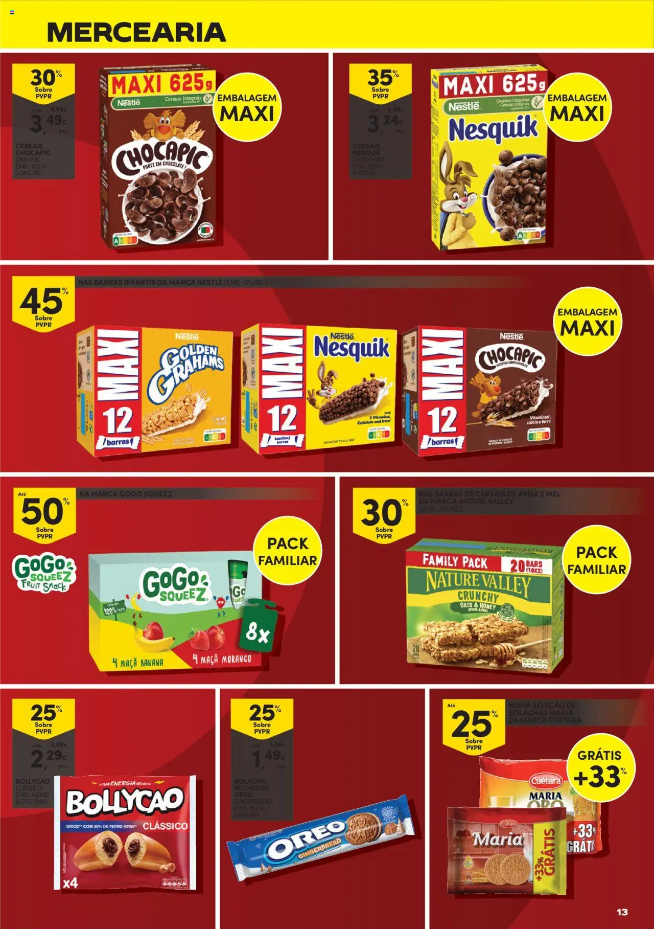 Continente - Packs Poupança: É de quem poupa em tudo │ válido de 16.09.2025 | Página: 13 | Produtos: Aveia, Nestlé, Maça, Mel