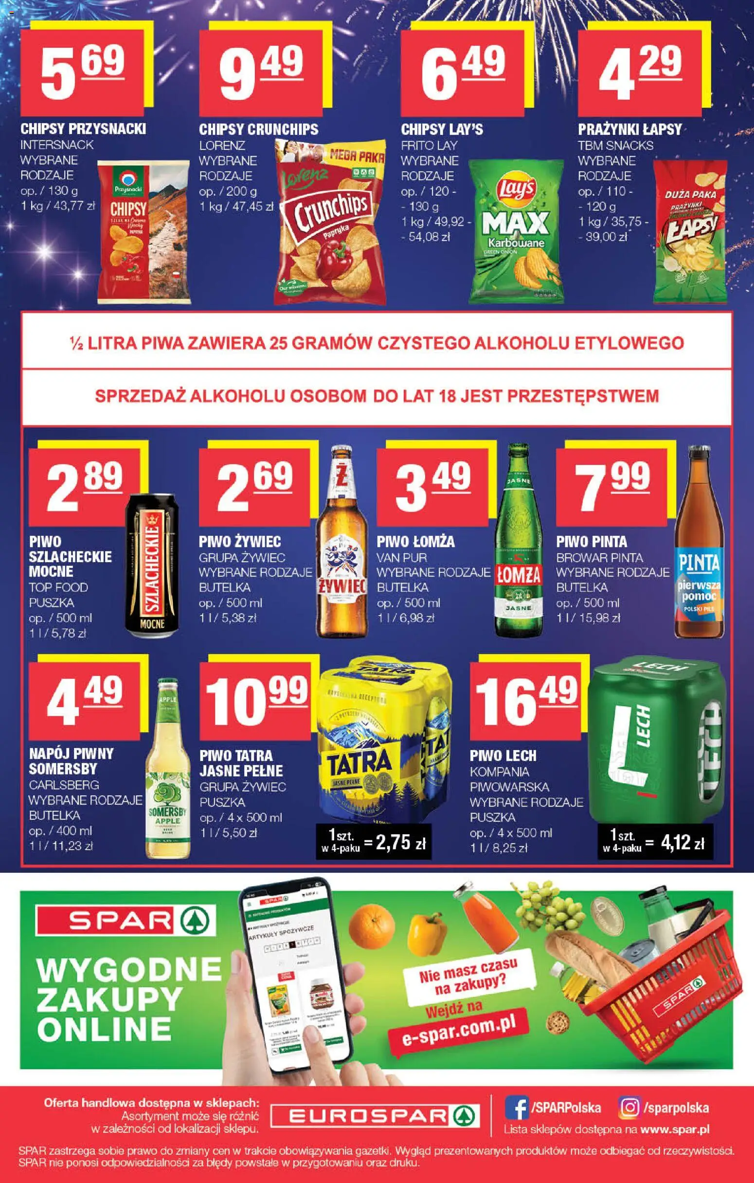 Spar Gazetka - Eurospar od 30.12.2025 | Strona: 8 | Produkty: Chipsy, Papryka, Piwo, Somersby