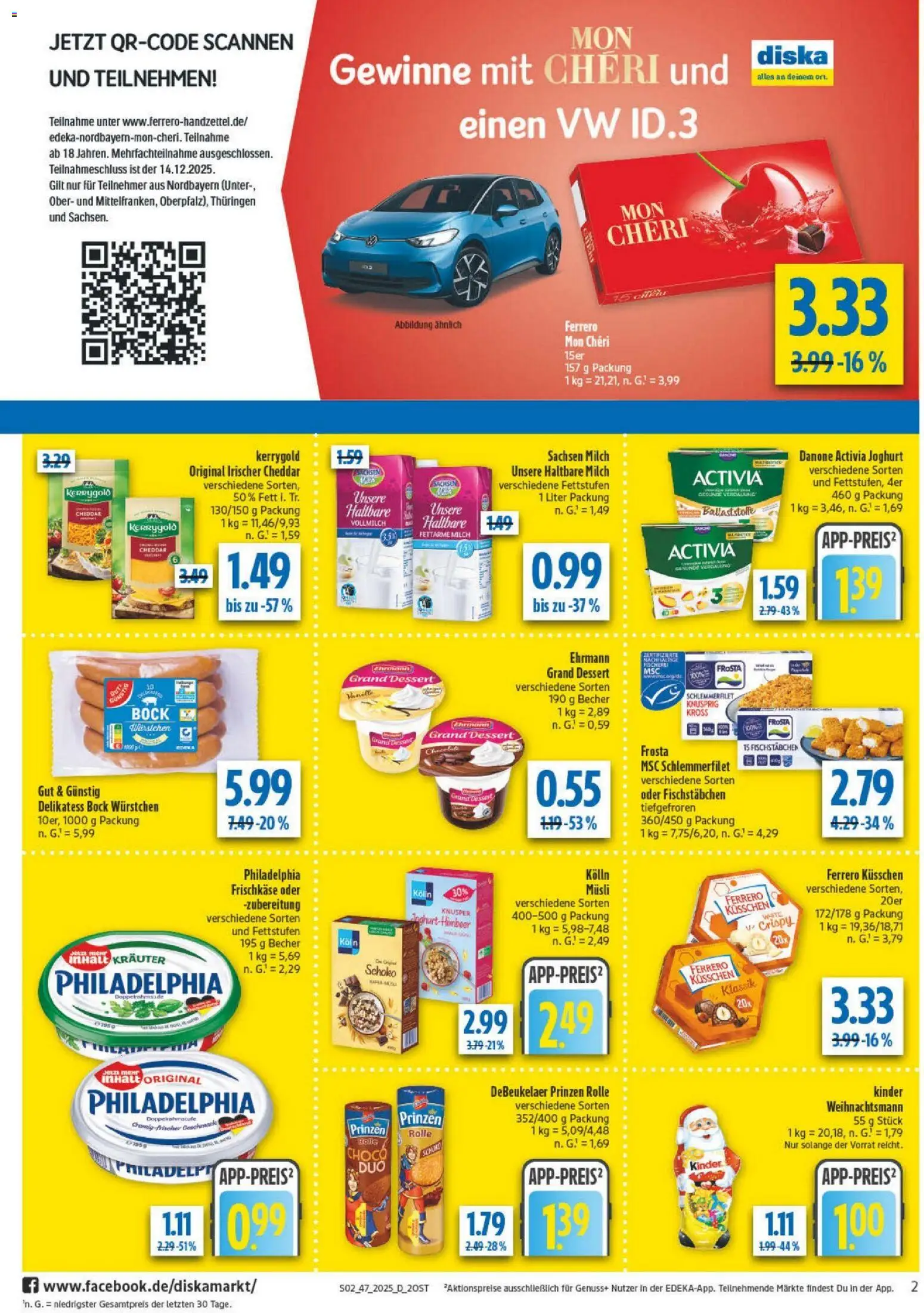 Diska Prospekt 	 – gültig ab 17.11.2025 | Seite: 2 | Produkte: Kolln, Danone activia, Milch, Haltbare milch